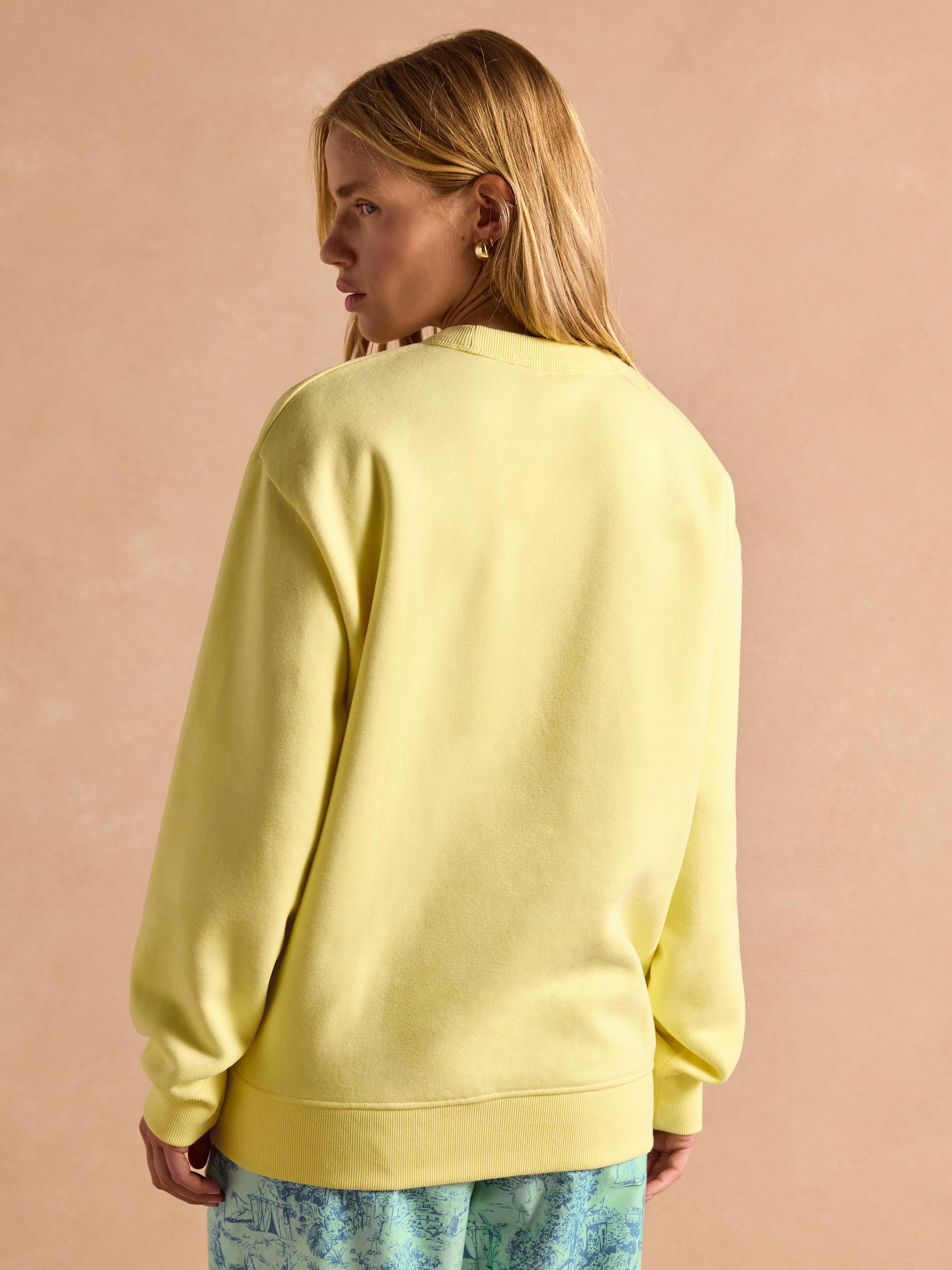 Graphic Yellow Cotton Rich Crew Neck Sweatshirt