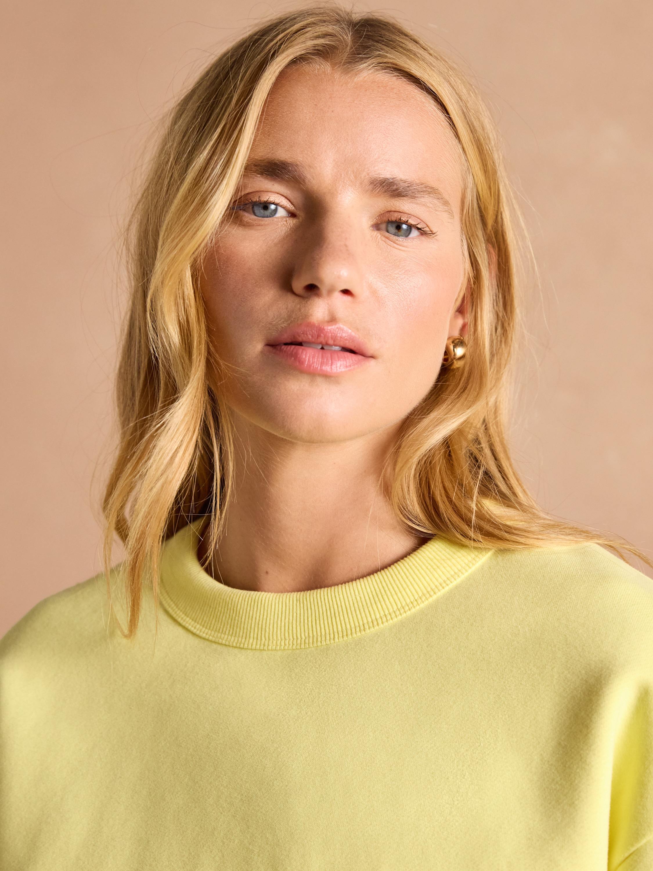 Graphic Yellow Cotton Rich Crew Neck Sweatshirt