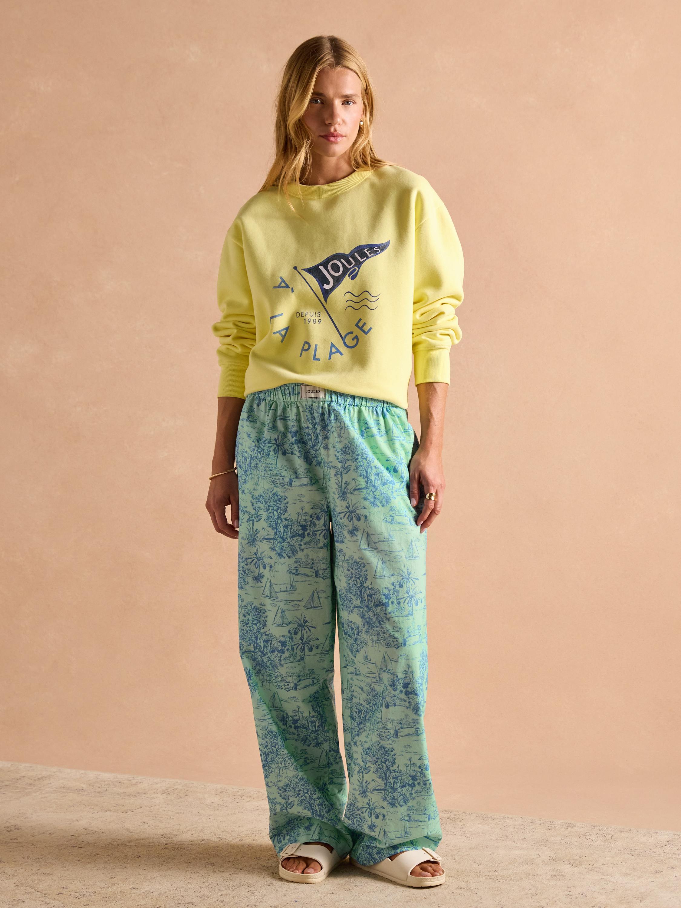 Graphic Yellow Cotton Rich Crew Neck Sweatshirt