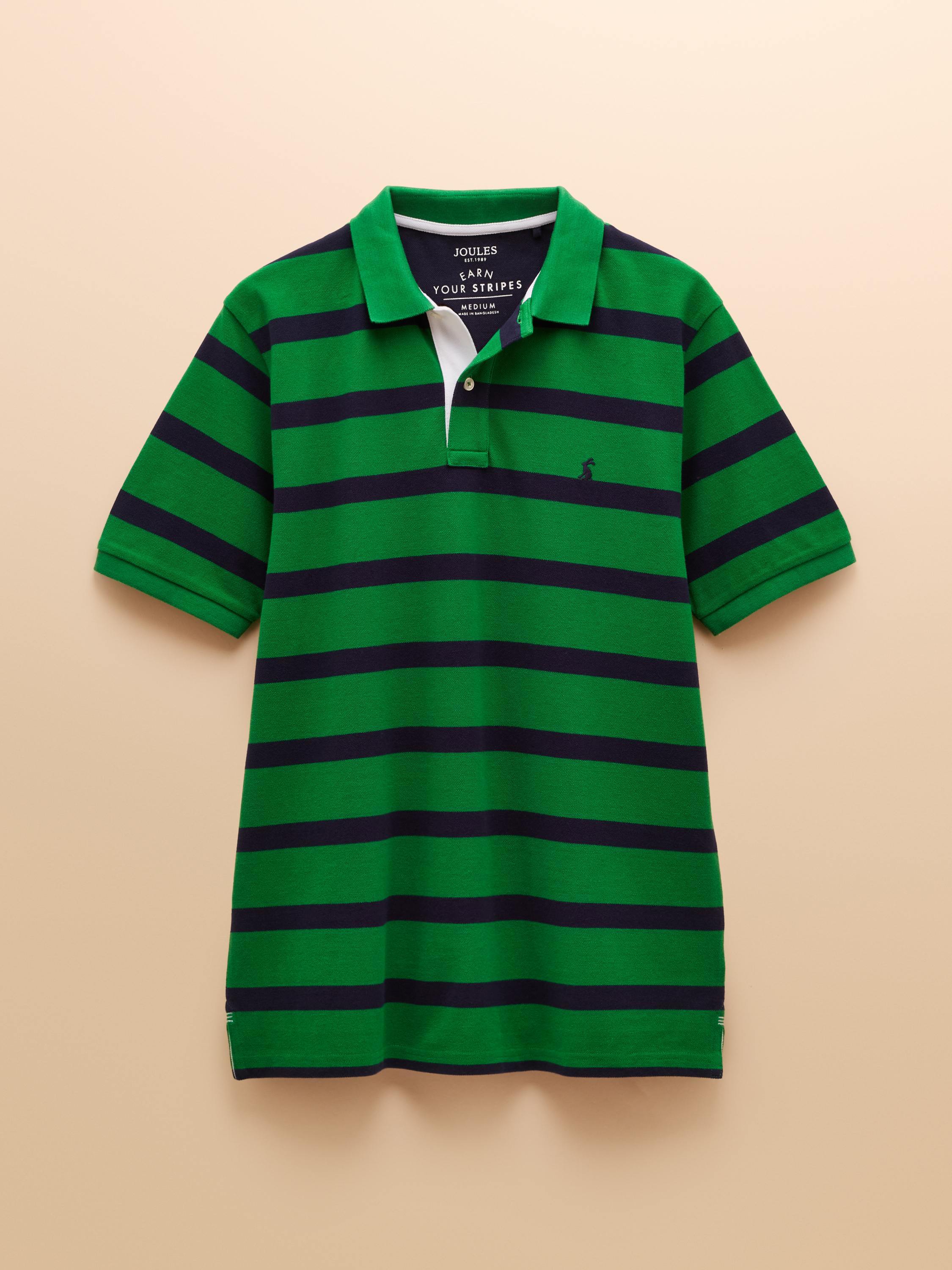 Woody Green Stripe Cotton Pique Polo Shirt