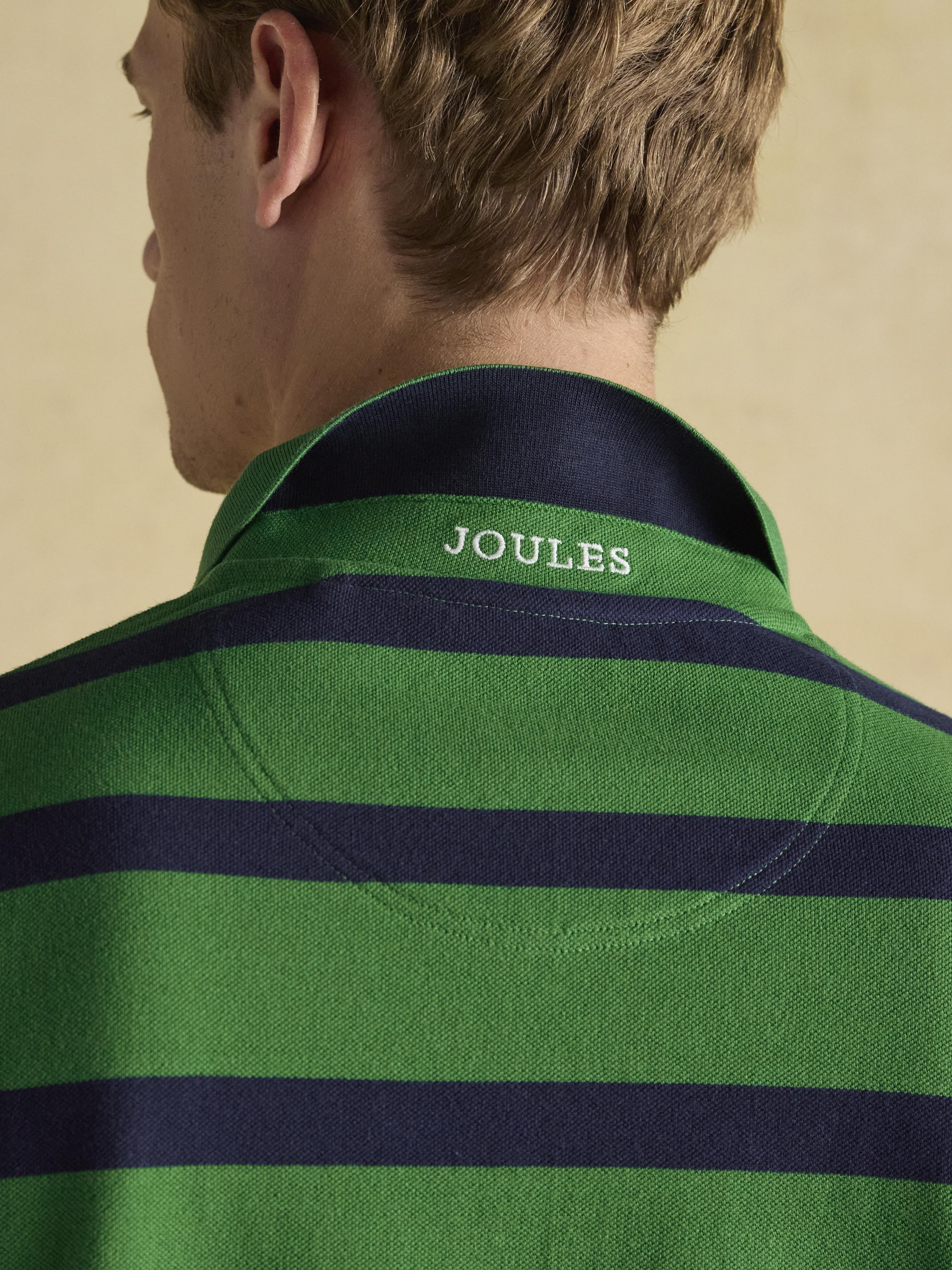 Woody Green Stripe Cotton Pique Polo Shirt