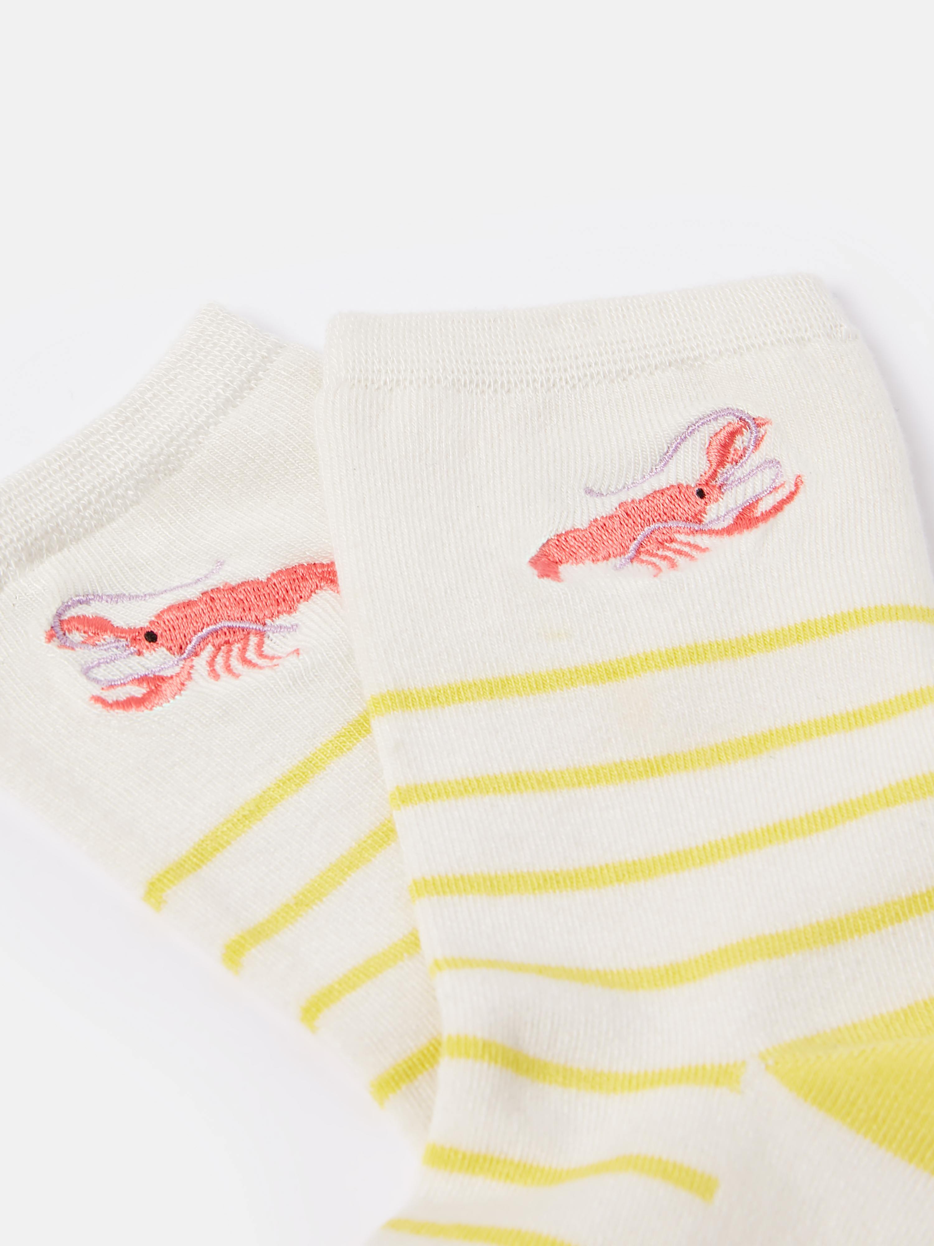 Embroidered Yellow/White Ankle Socks