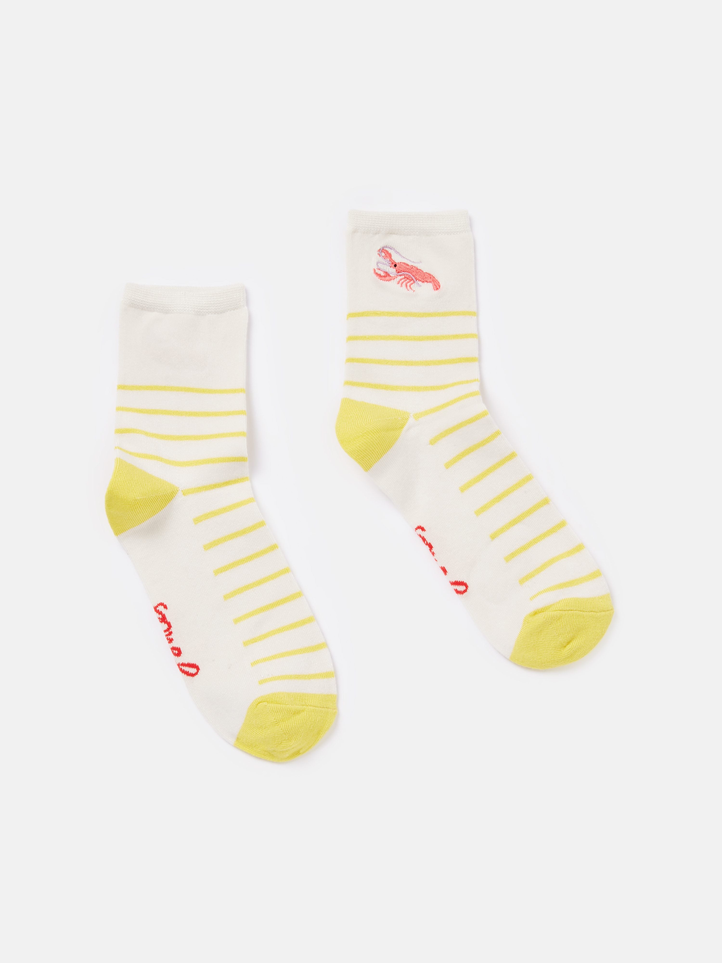 Embroidered Yellow/White Ankle Socks