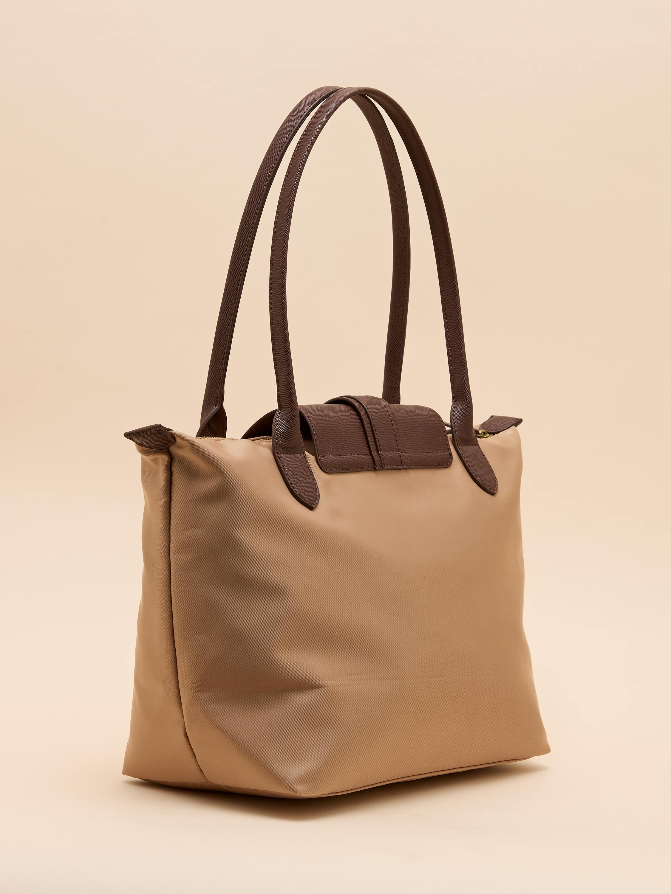 Edie Beige & Brown Shopper Bag