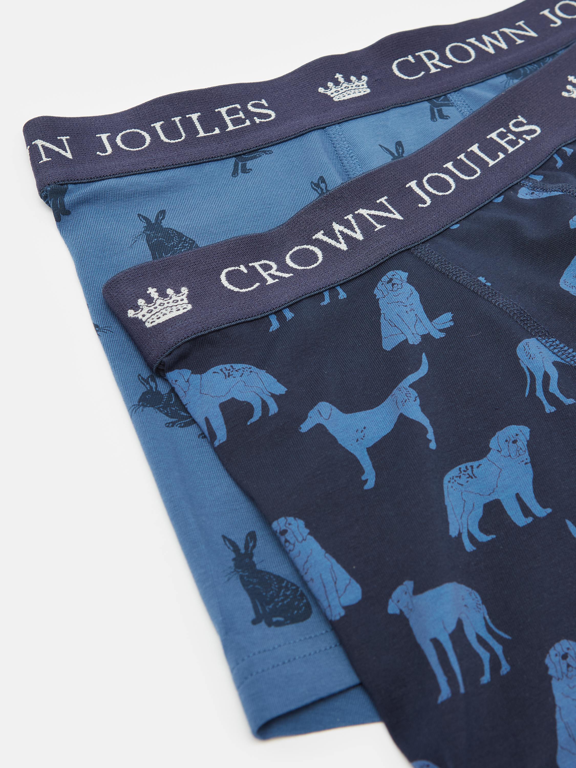 Crown Joules Navy Pack of Two Cotton Boxers