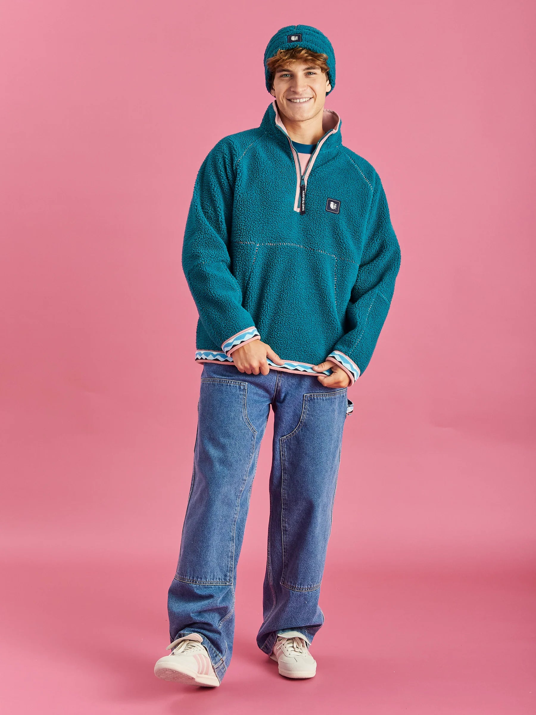 Gael 1/4 Zip Sherpa Fleece - Teal Green