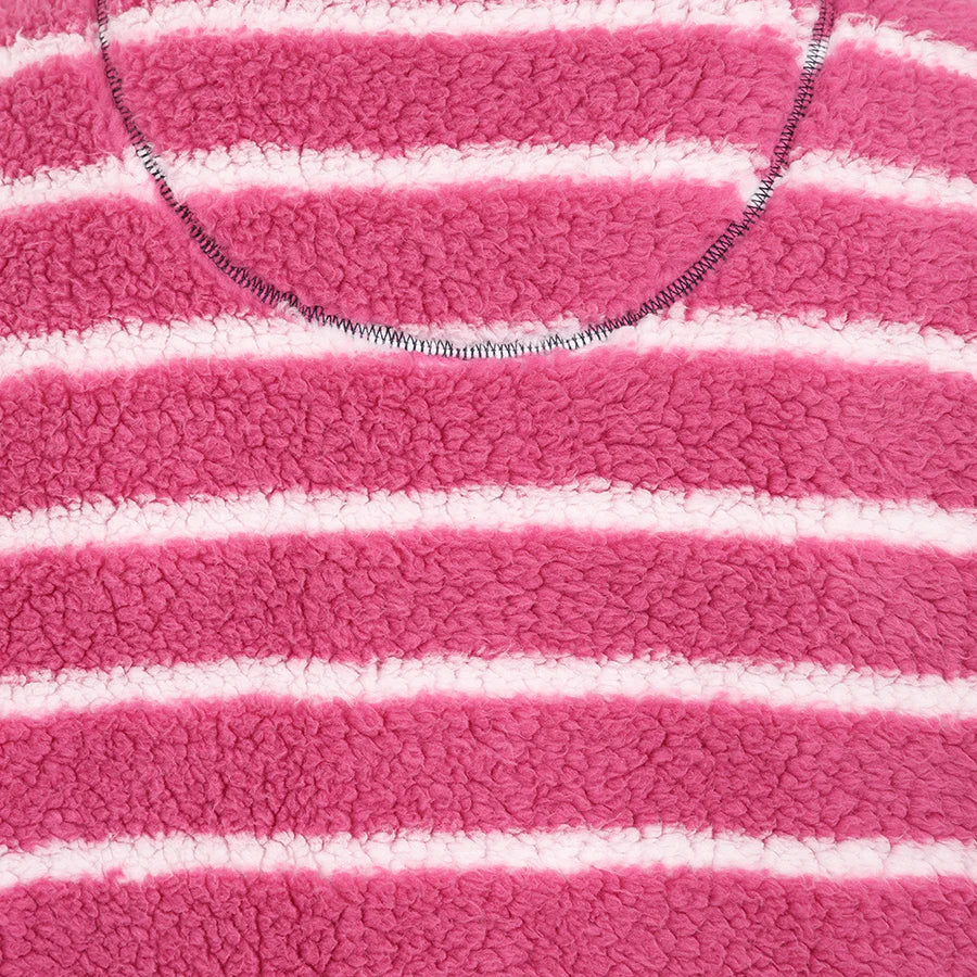 1/4 Zip Striped Snug Sweatshirt LJ86S - Honeysuckle