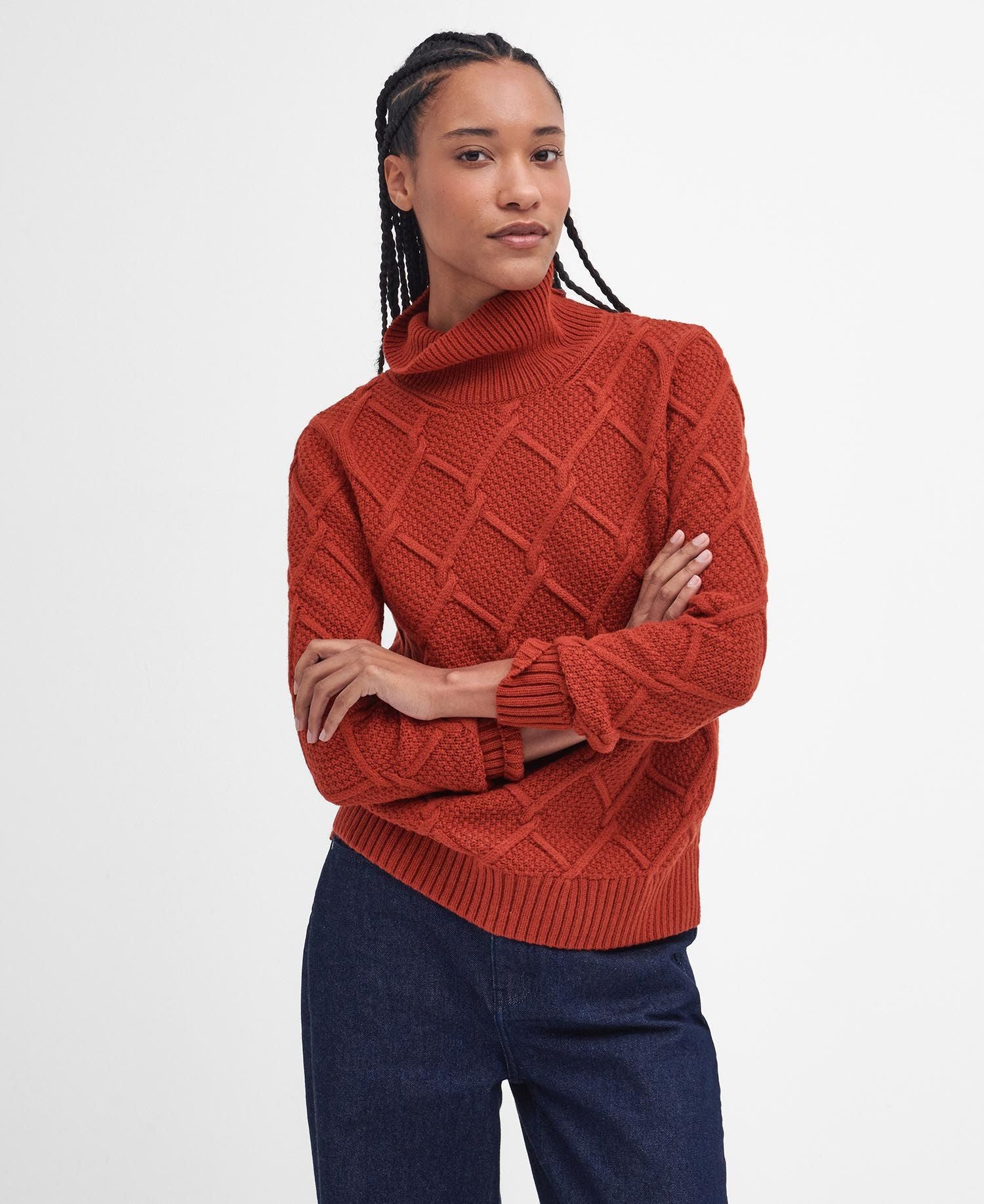 Burne Roll Neck Knitted Jumper Spiced Pumpkin