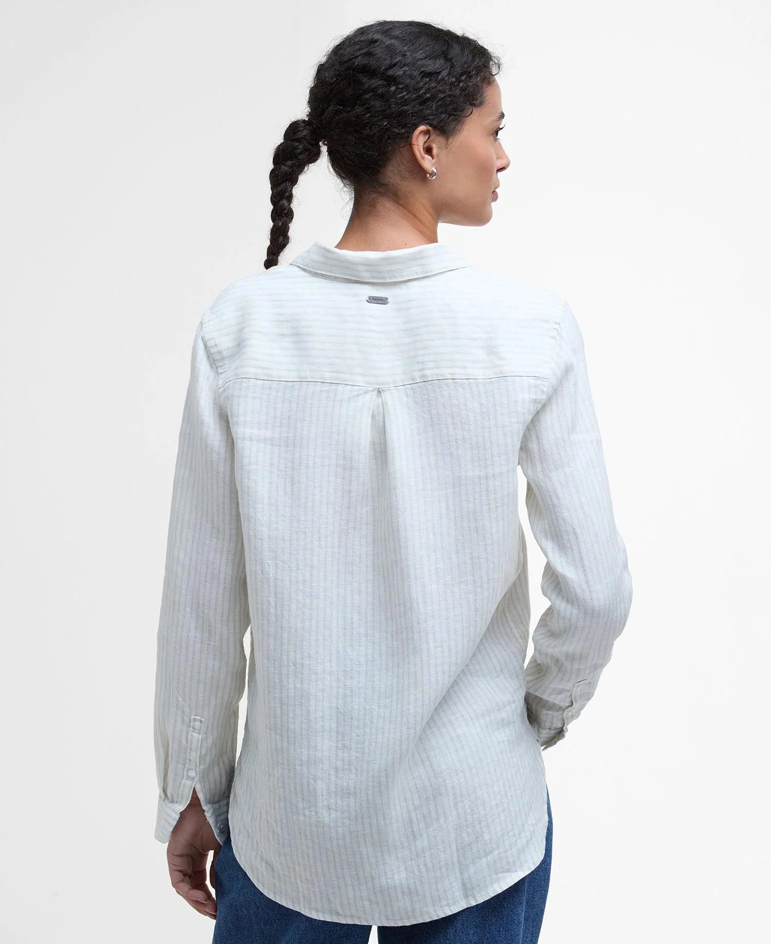 Marine Relaxed Long-Sleeved Shirt - Pale Aqua Stripe