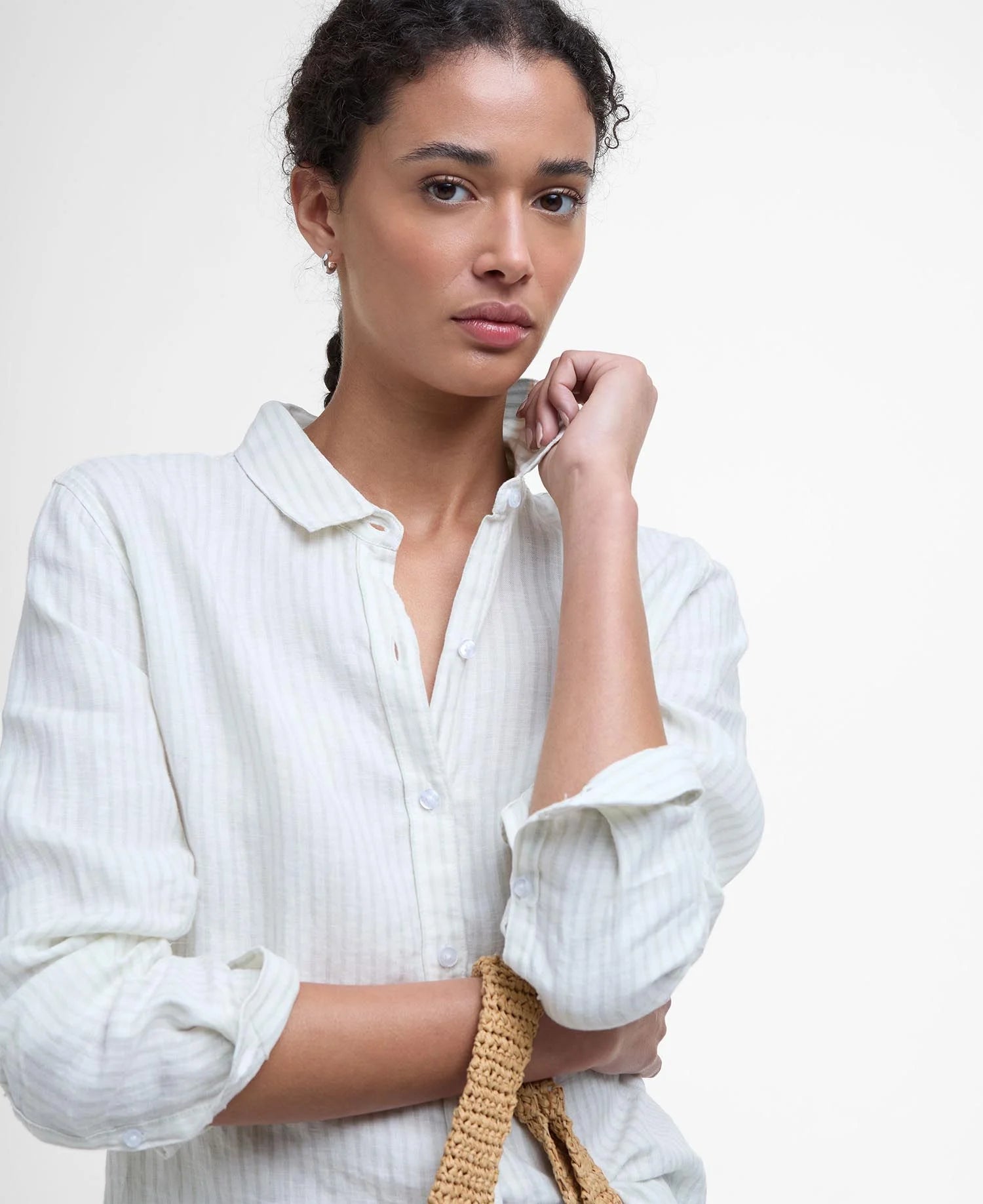 Marine Relaxed Long-Sleeved Shirt - Pale Aqua Stripe