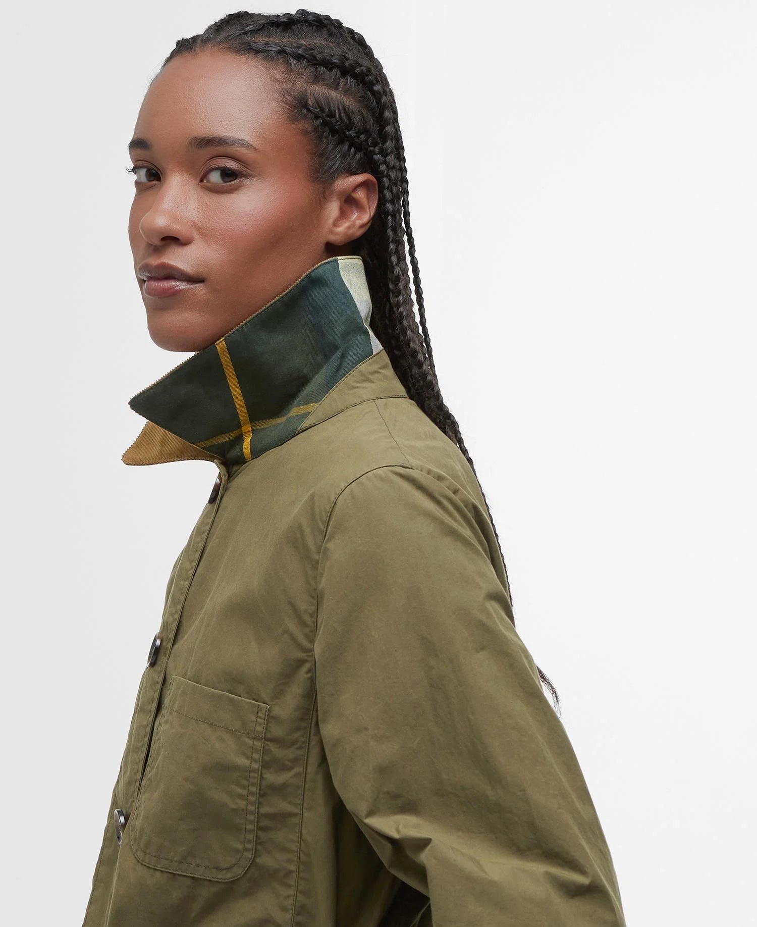 Averie Showerproof Jacket - Dusky Green/Ancient Tartan