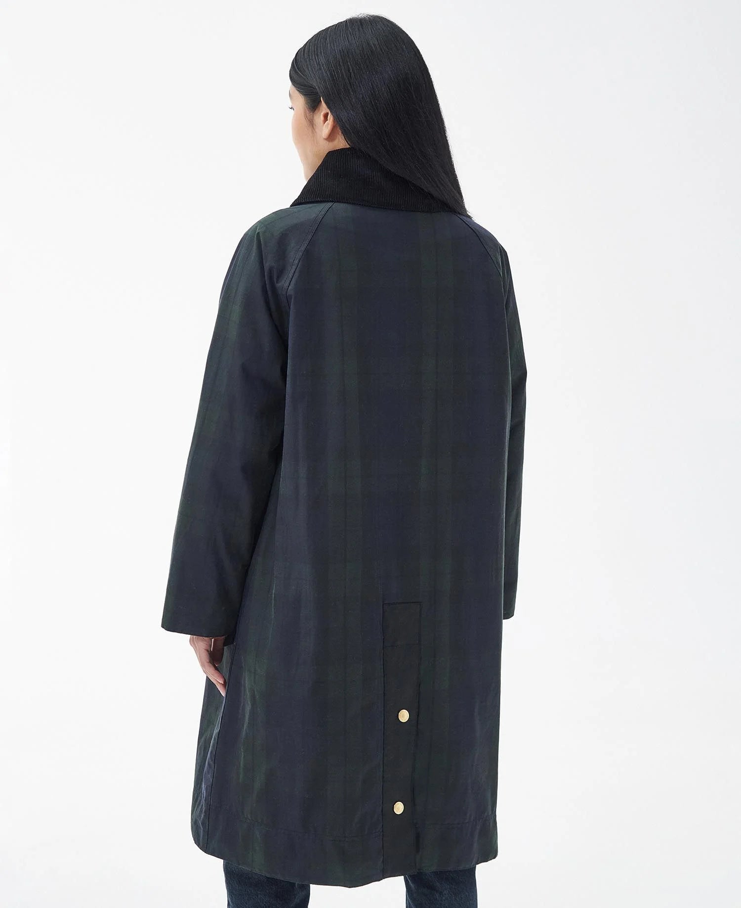 Printed Townfield Wax Jacket - Black/Sage Tartan