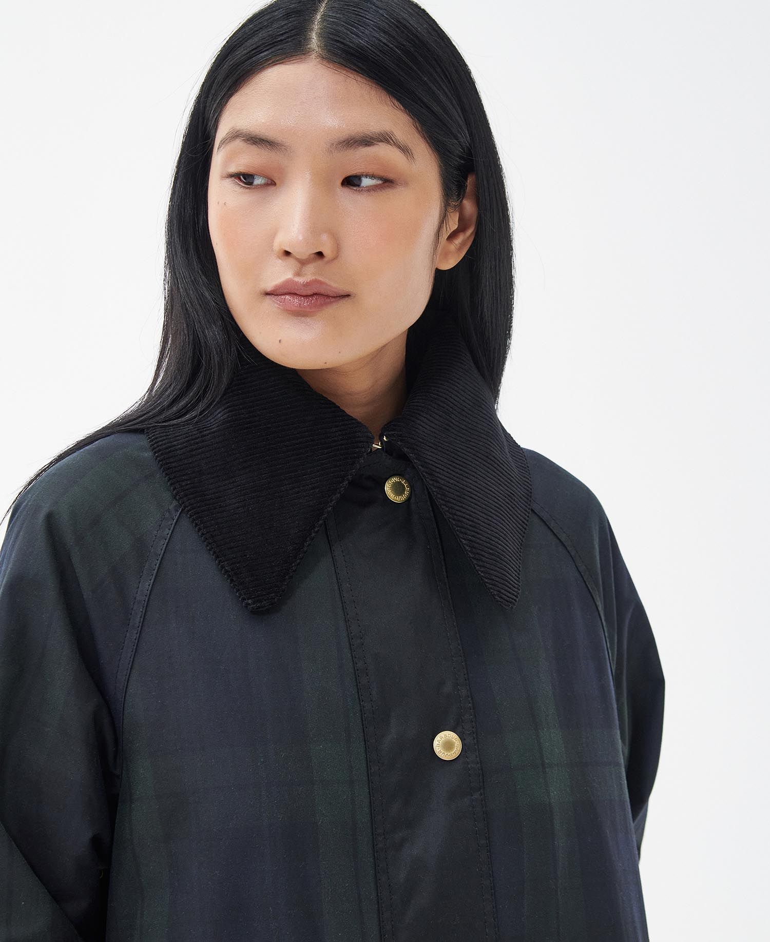 Printed Townfield Wax Jacket - Black/Sage Tartan