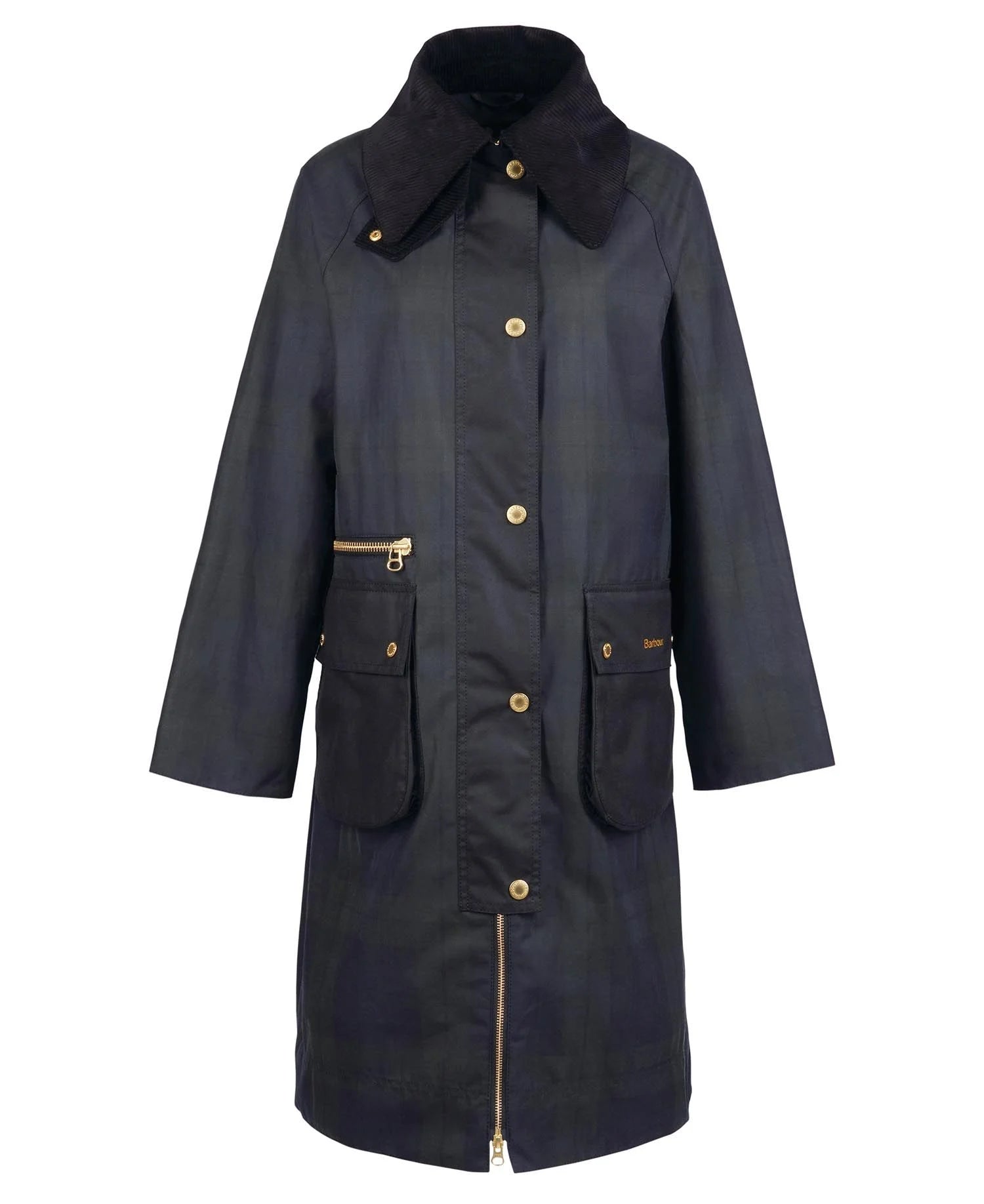 Printed Townfield Wax Jacket - Black/Sage Tartan