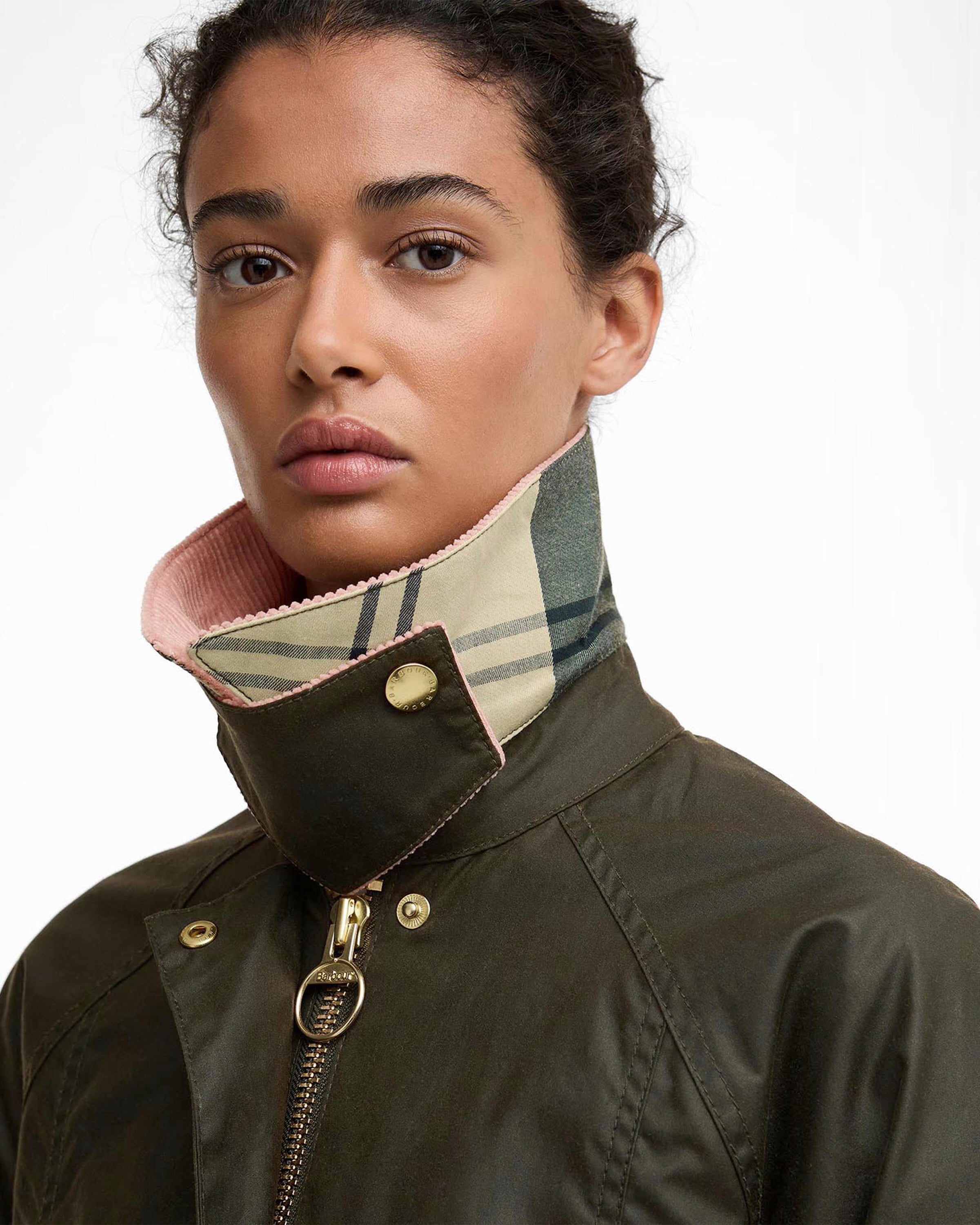 Cropped Beadnell Waxed Jacket - Archive Olive/Ancient/Gardenia