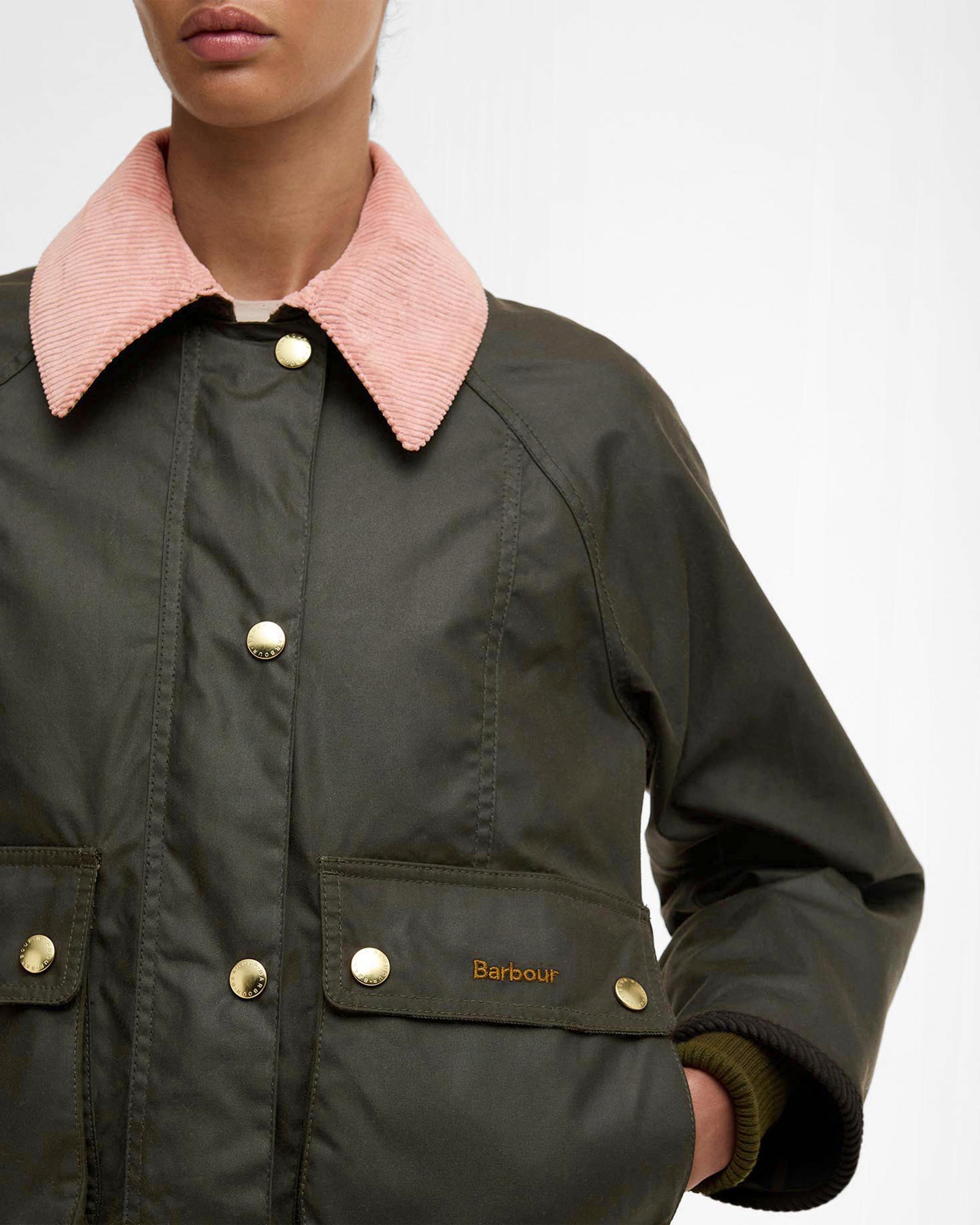Cropped Beadnell Waxed Jacket - Archive Olive/Ancient/Gardenia