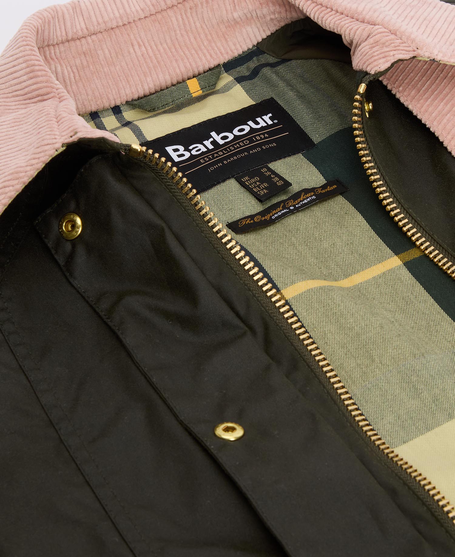 Cropped Beadnell Waxed Jacket - Archive Olive/Ancient/Gardenia