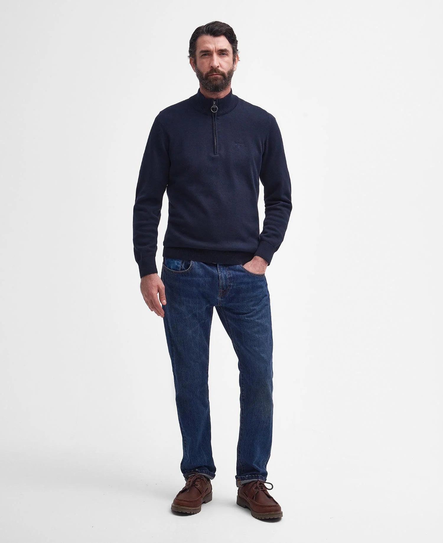 Cotton Half Zip - Navy