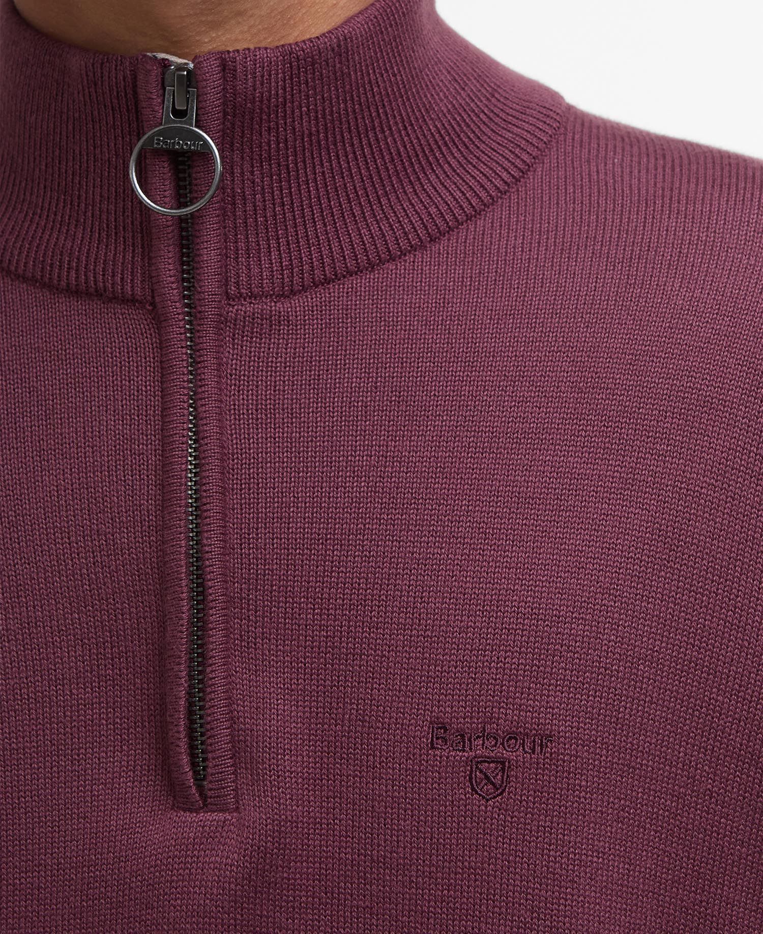 Cotton Half-Zip Jumper - Burnt Heather