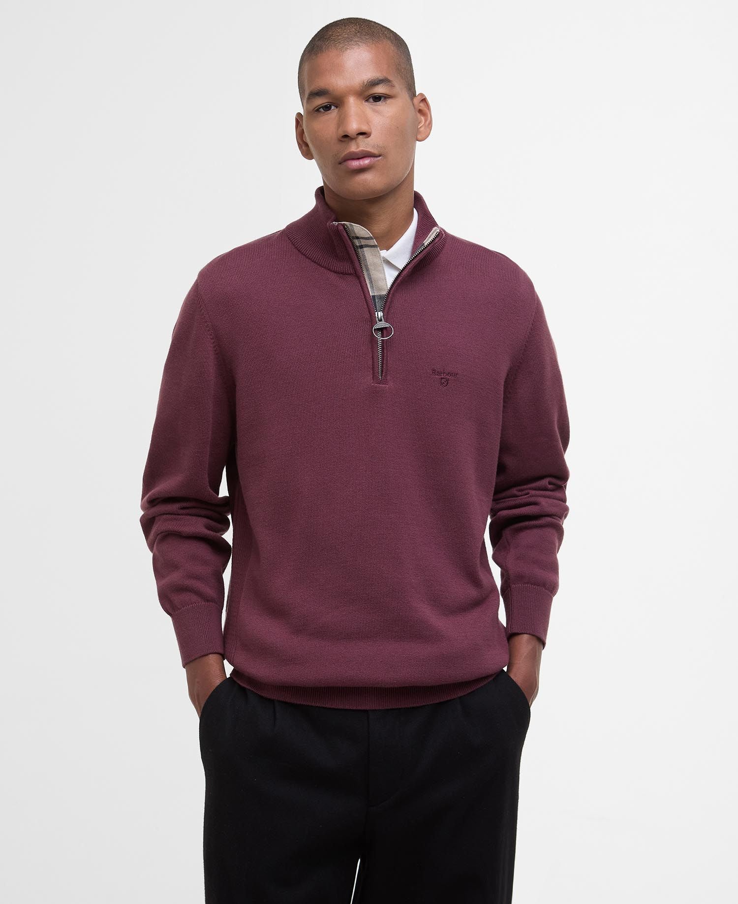 Cotton Half-Zip Jumper - Burnt Heather