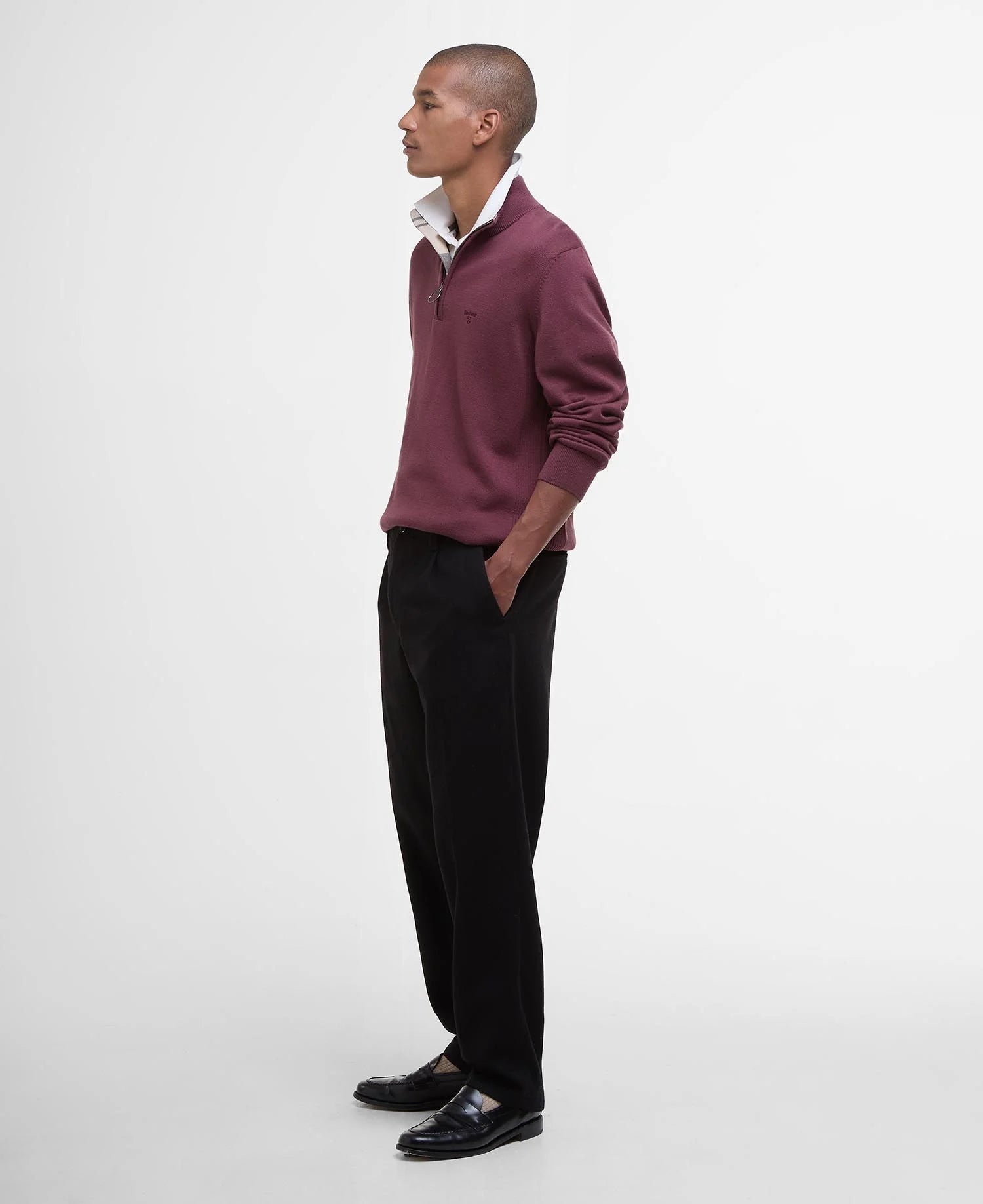 Cotton Half-Zip Jumper - Burnt Heather