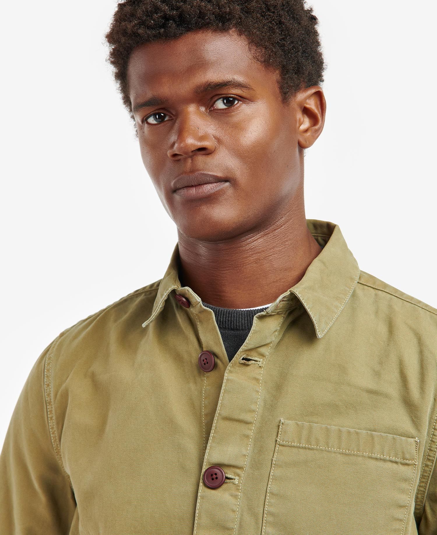 Washed Cotton Overshirt - Bleached Olive