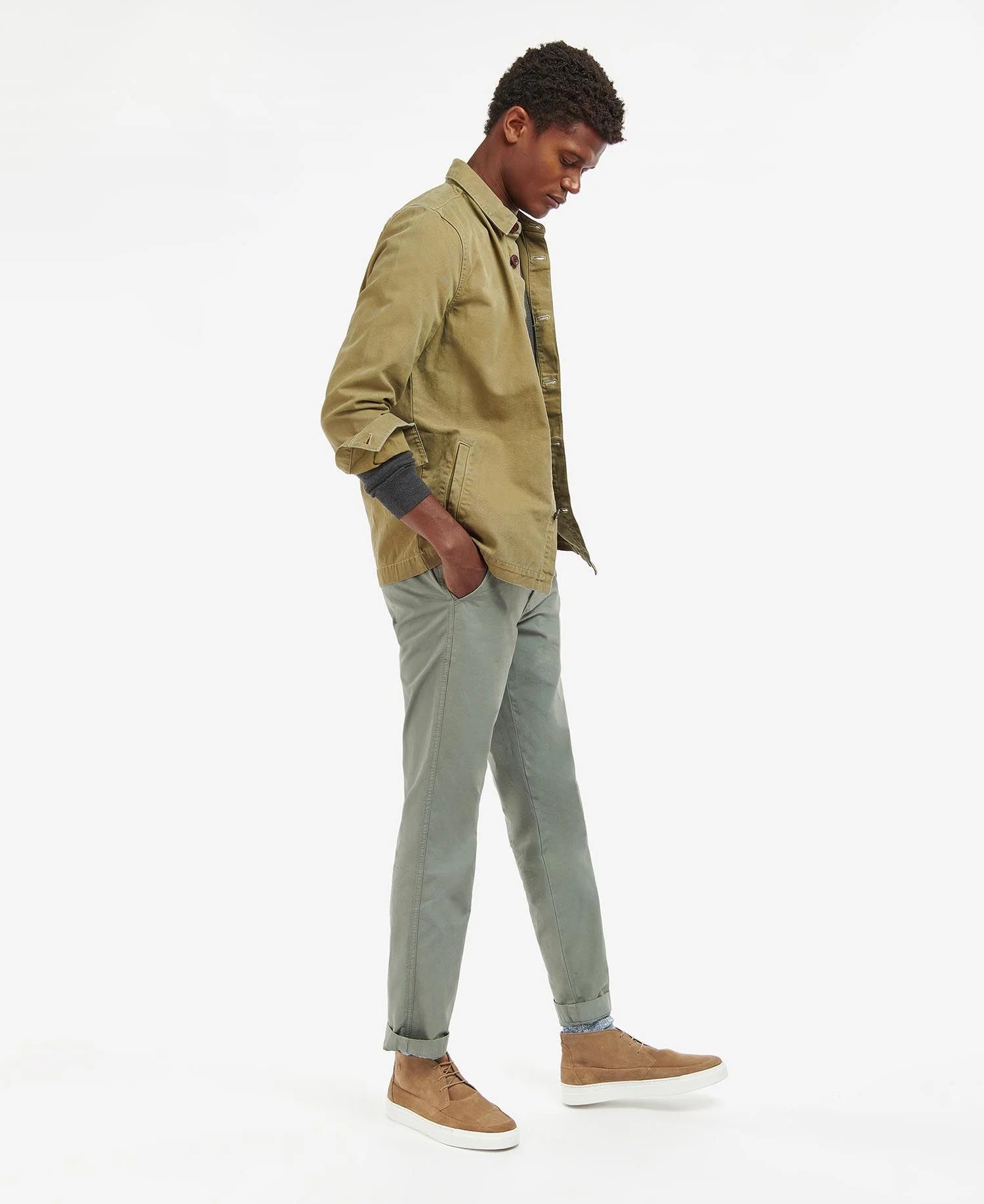 Washed Cotton Overshirt - Bleached Olive