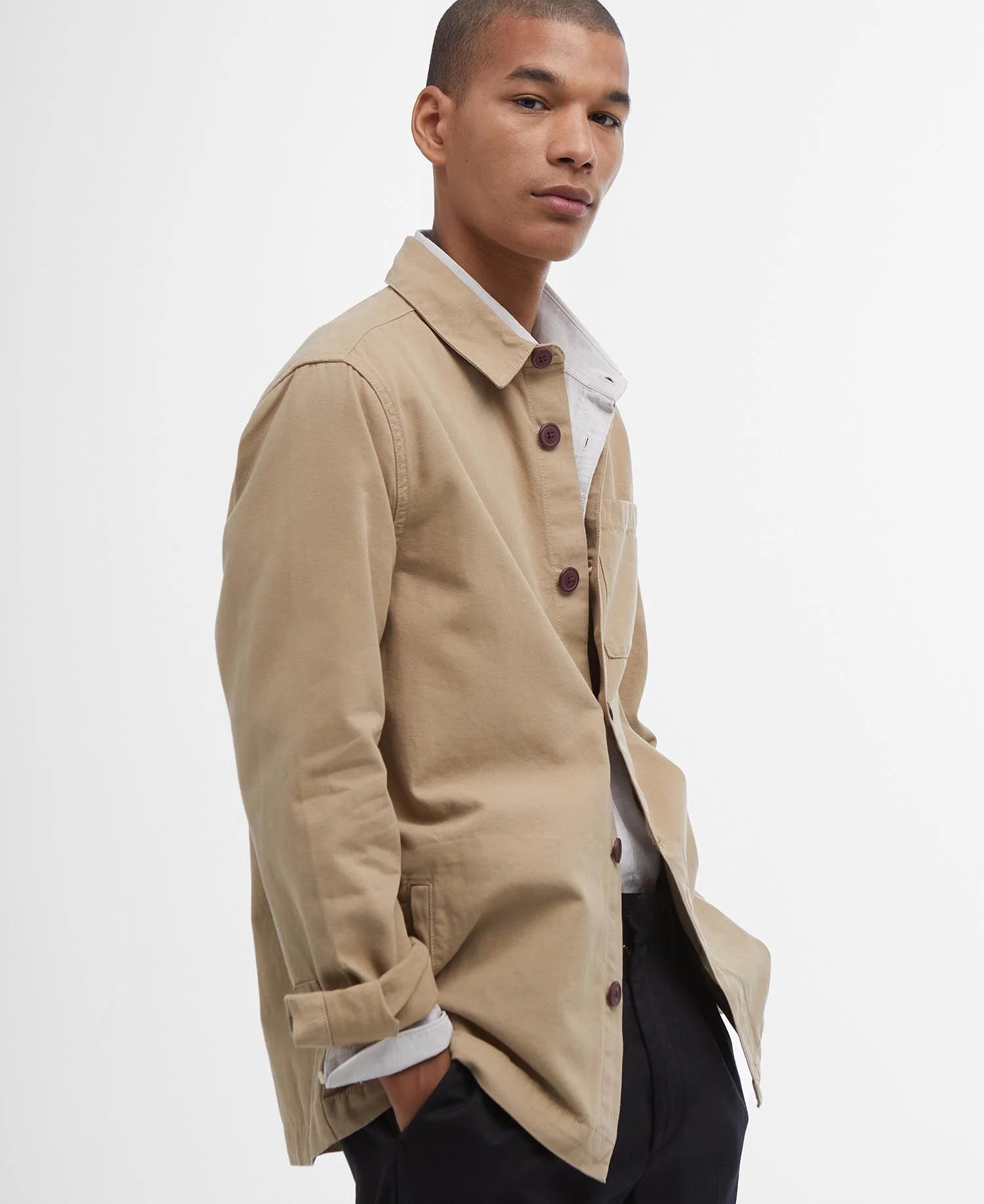 Washed Cotton Overshirt - Washed Stone