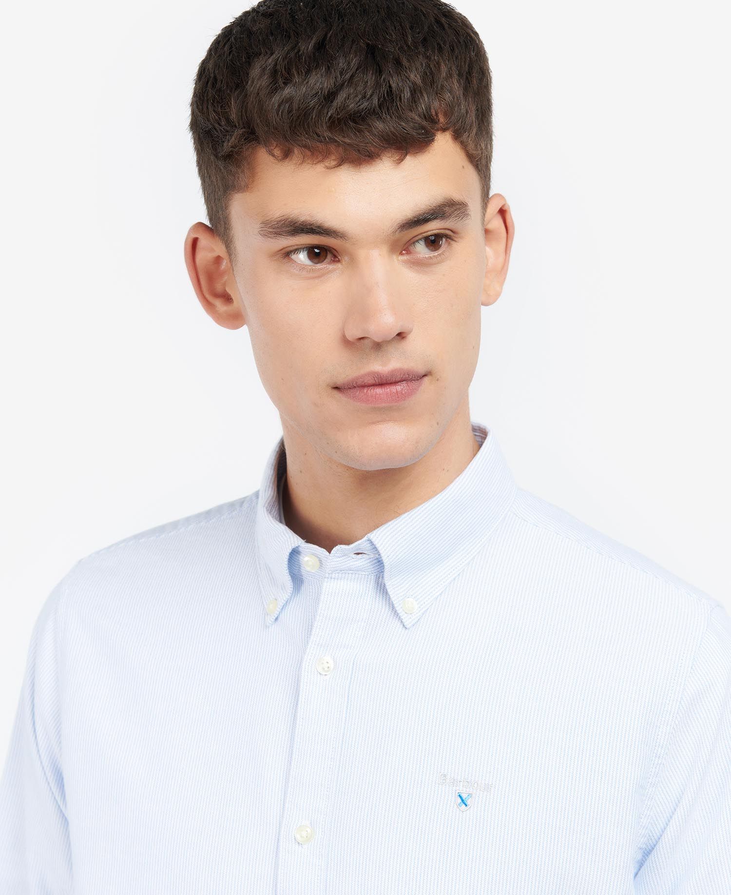 Striped Oxford Tailored Long-Sleeved Shirt - Sky Blue