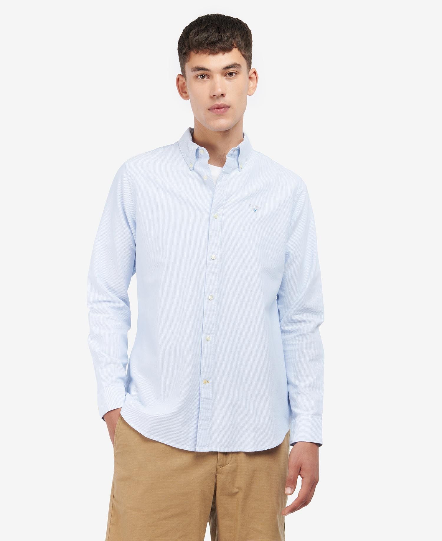 Striped Oxford Tailored Long-Sleeved Shirt - Sky Blue