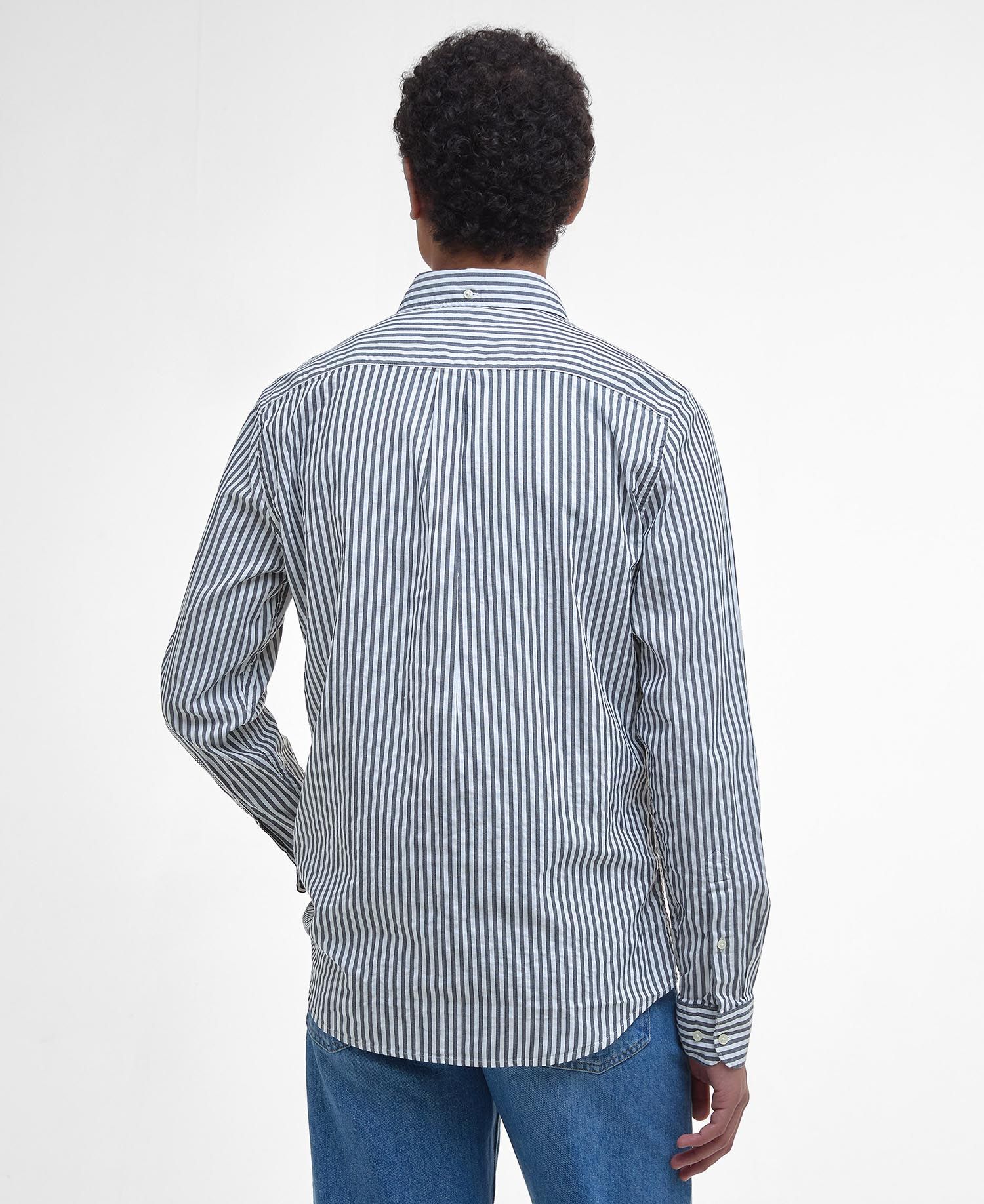 Cresswell Seersucker Tailored Long-Sleeved Shirt - Navy