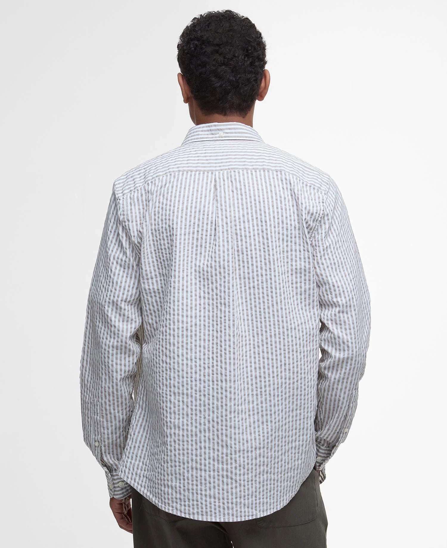 Cresswell Seersucker Tailored Long-Sleeved Shirt - Stone