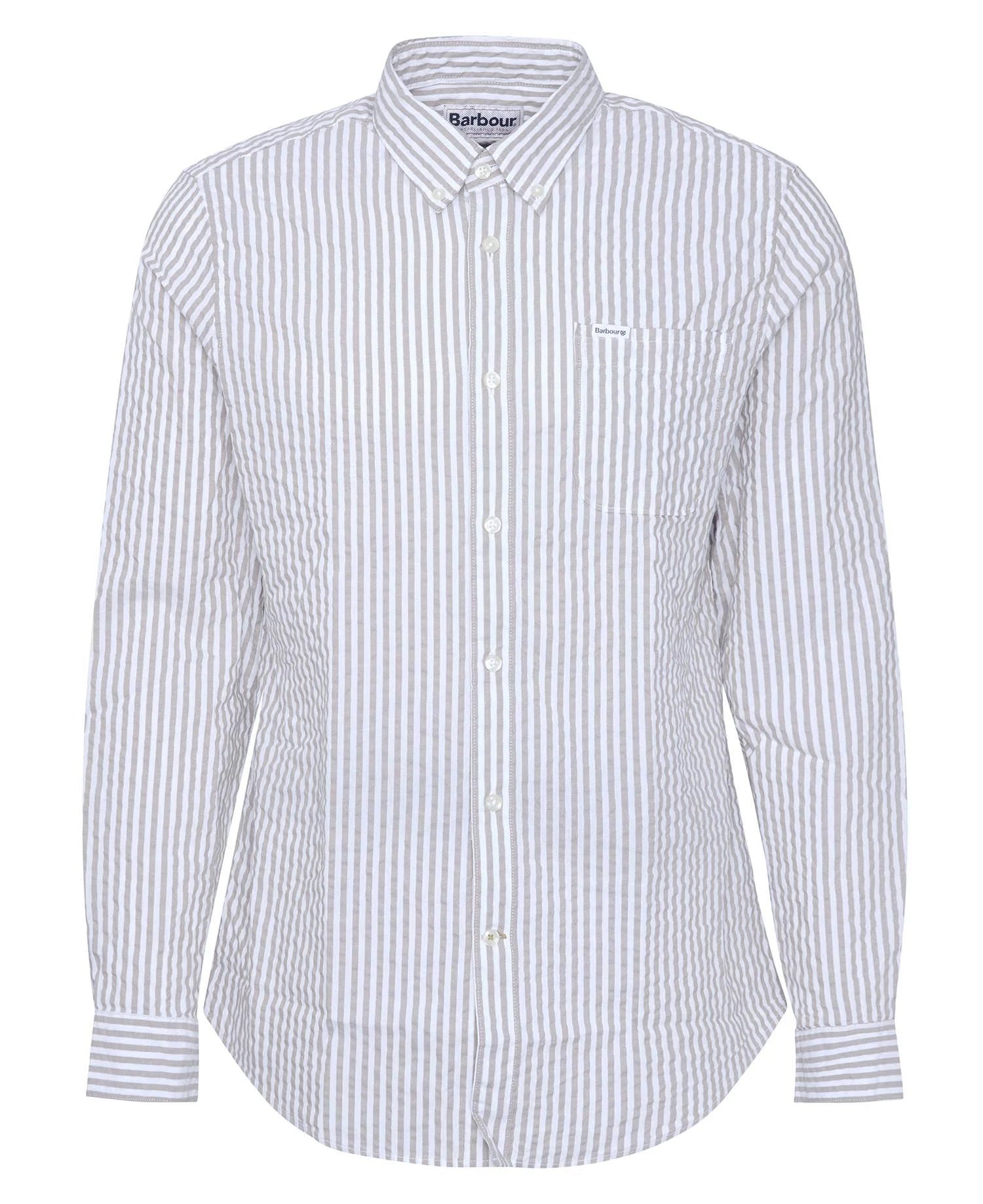 Cresswell Seersucker Tailored Long-Sleeved Shirt - Stone