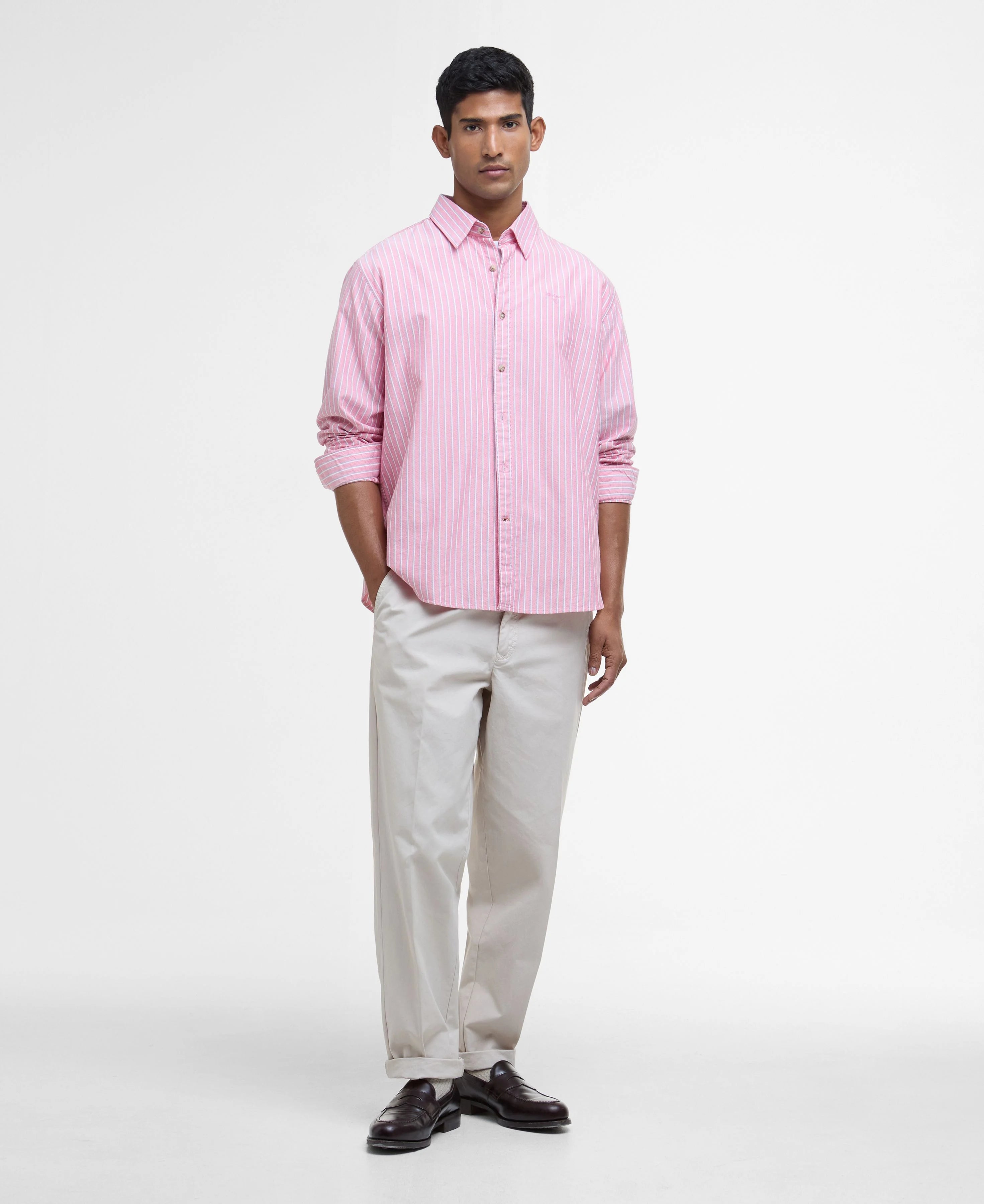 Fenfield Striped Relaxed Long-Sleeved Shirt - Classic Red