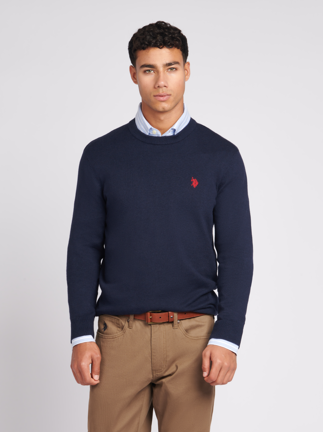 Cotton crew neck jumper sales