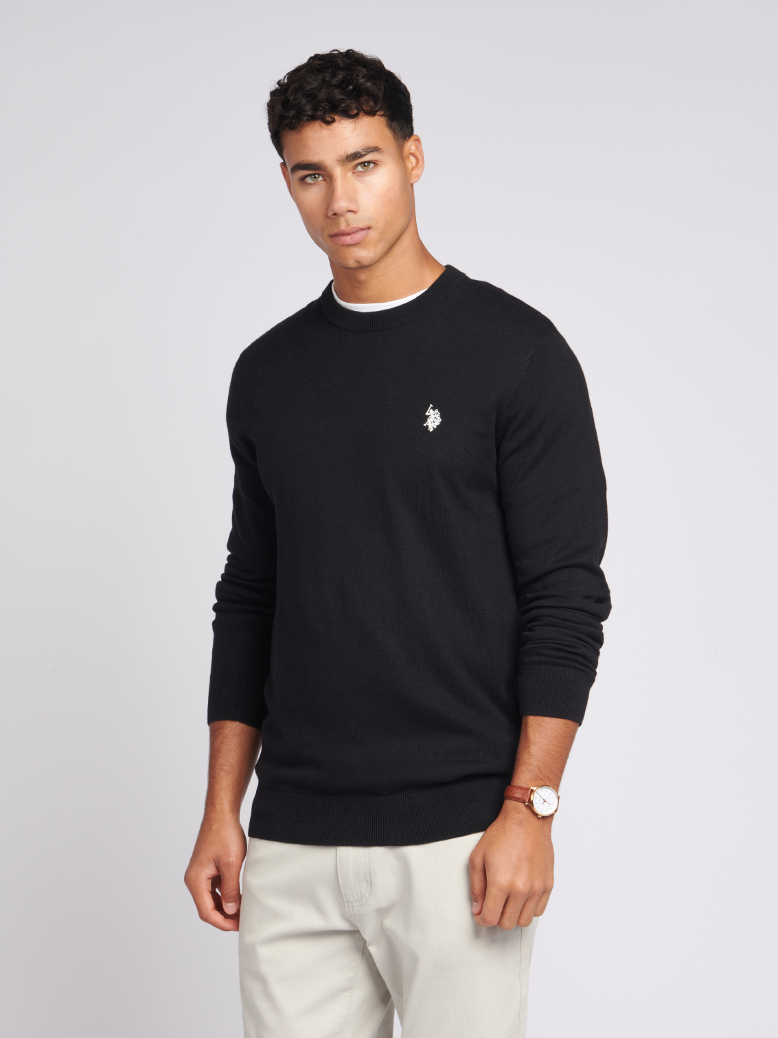 Ralph lauren black crew neck jumper discount