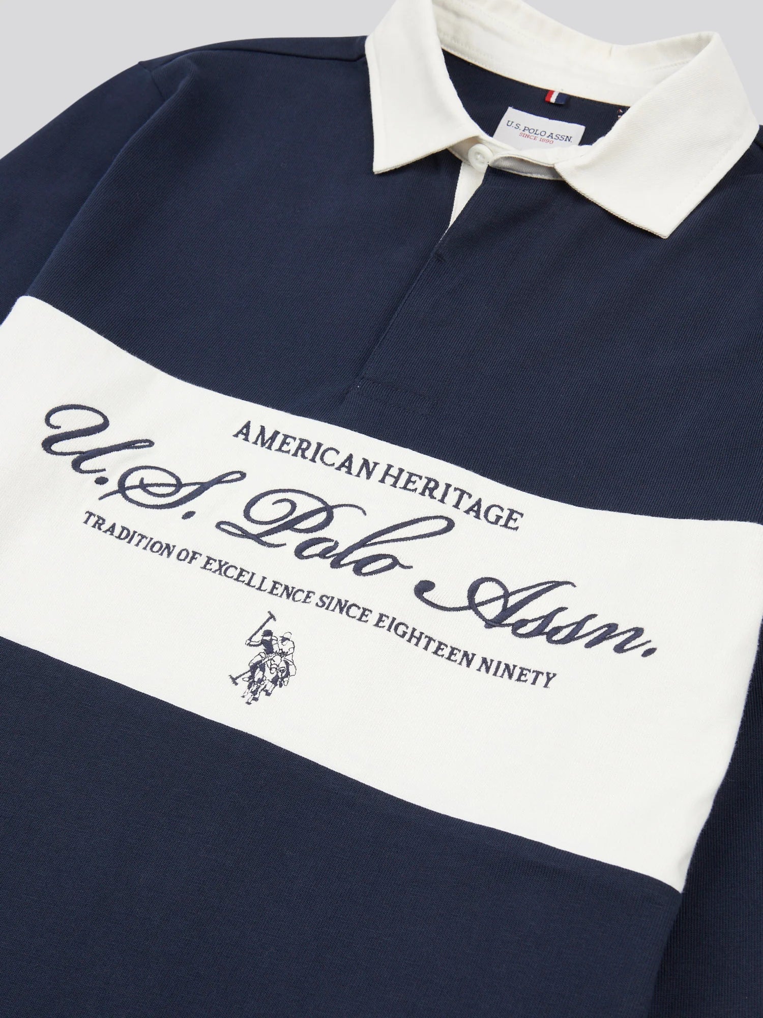 Mens Premium Embroidery Graphic Rugby Shirt in Dark Sapphire Navy