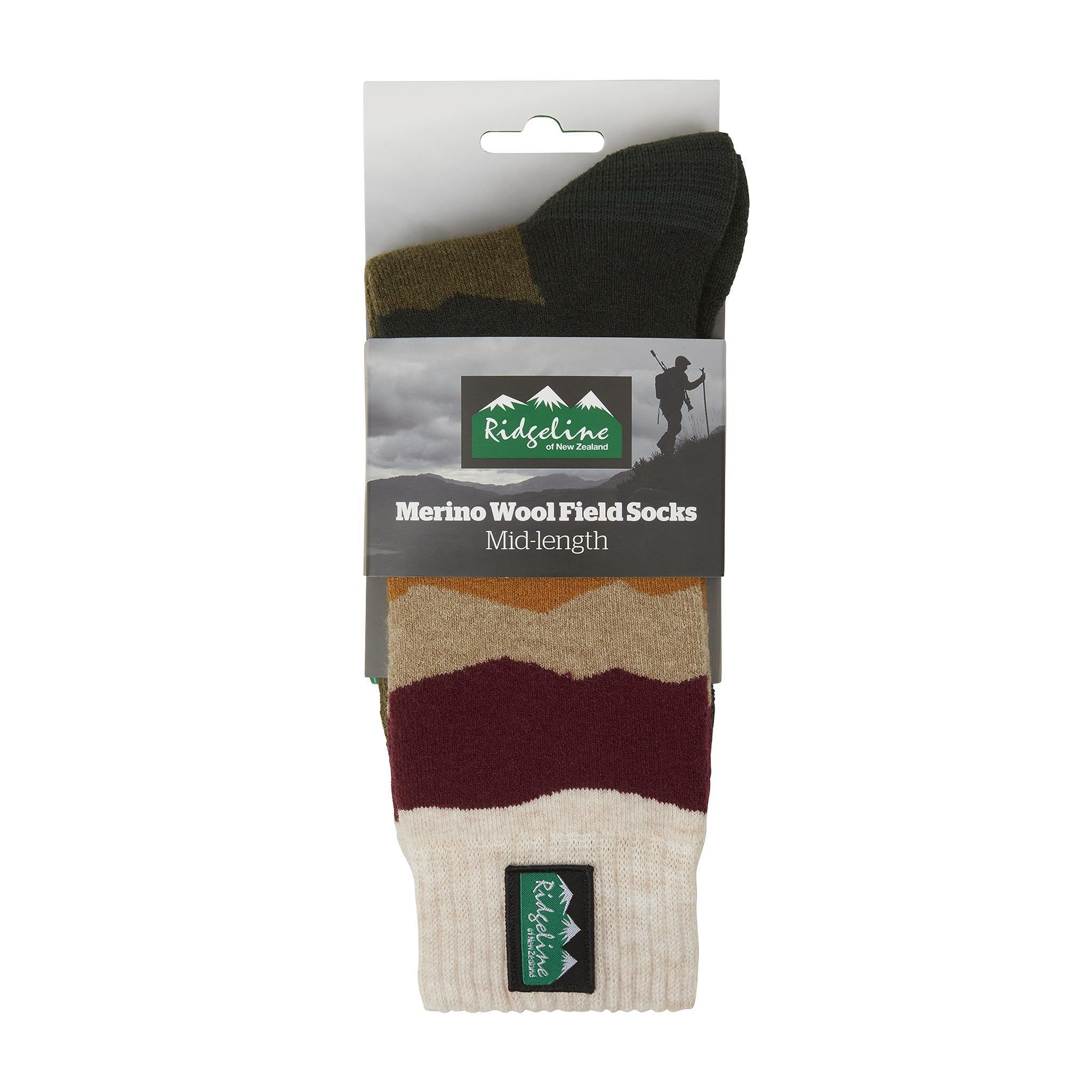 Merino Wool Socks Mid Length - Berry Stripes