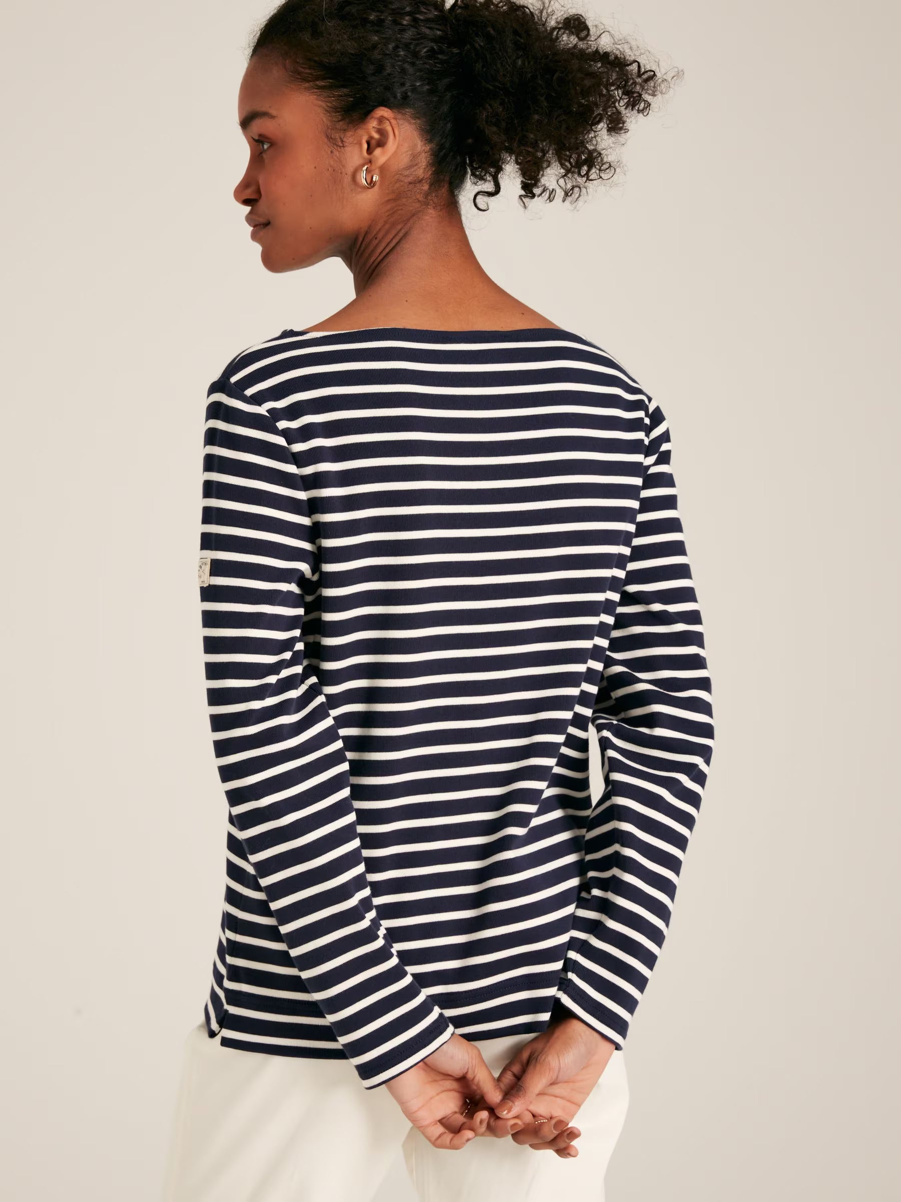 New Harbour Navy & White Striped Boat Neck Breton Top