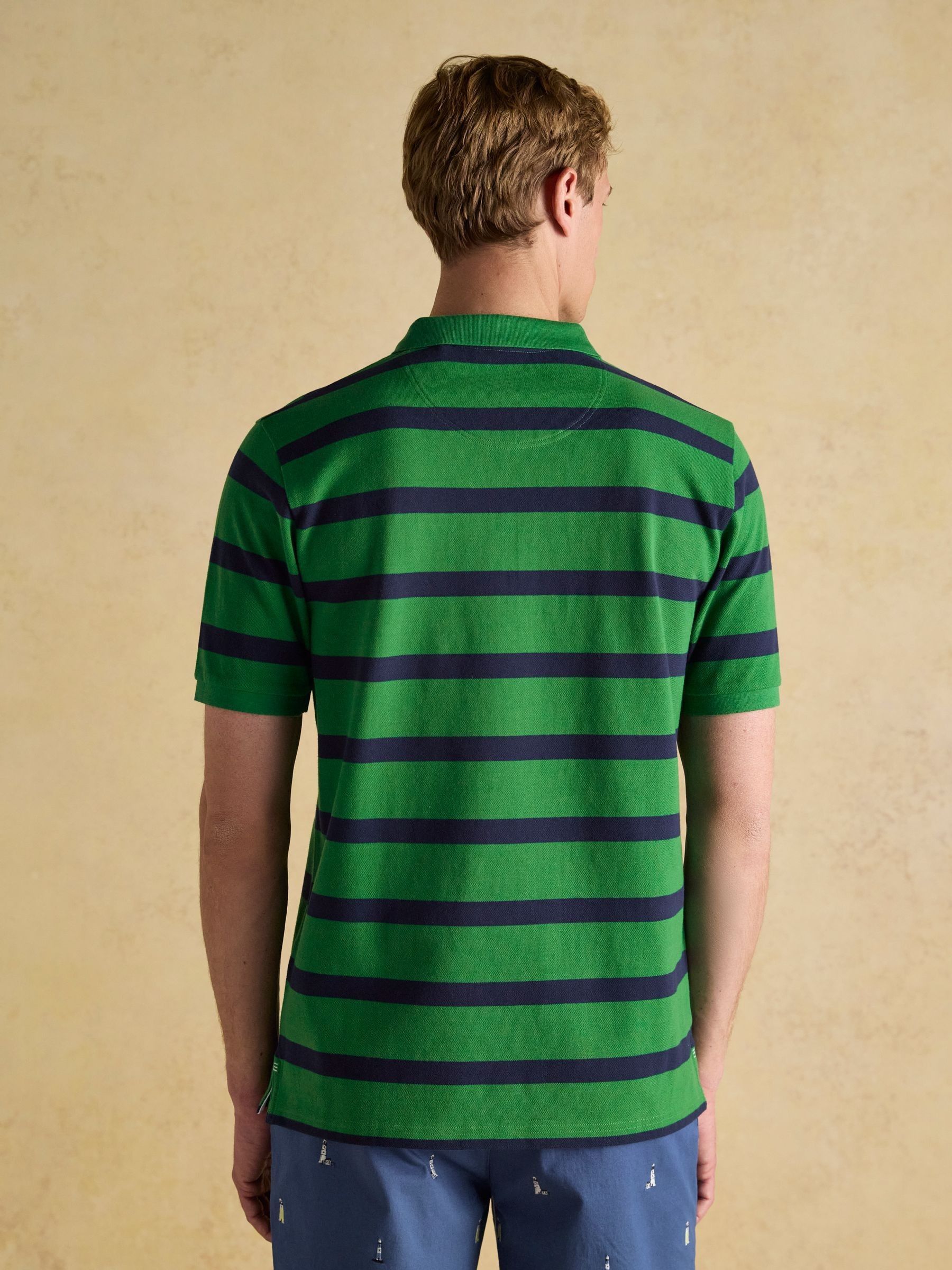 Woody Green Stripe Cotton Pique Polo Shirt