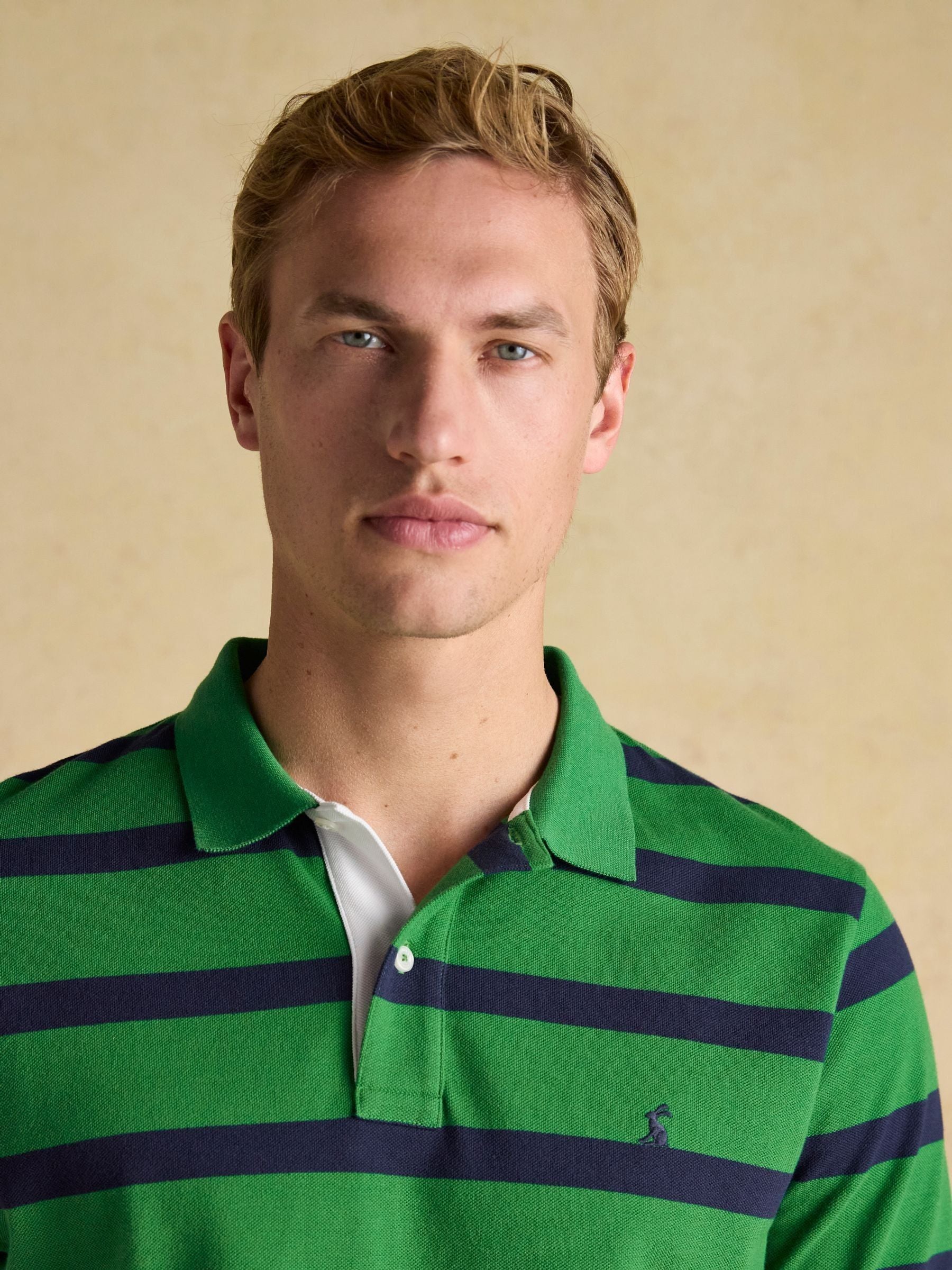 Woody Green Stripe Cotton Pique Polo Shirt