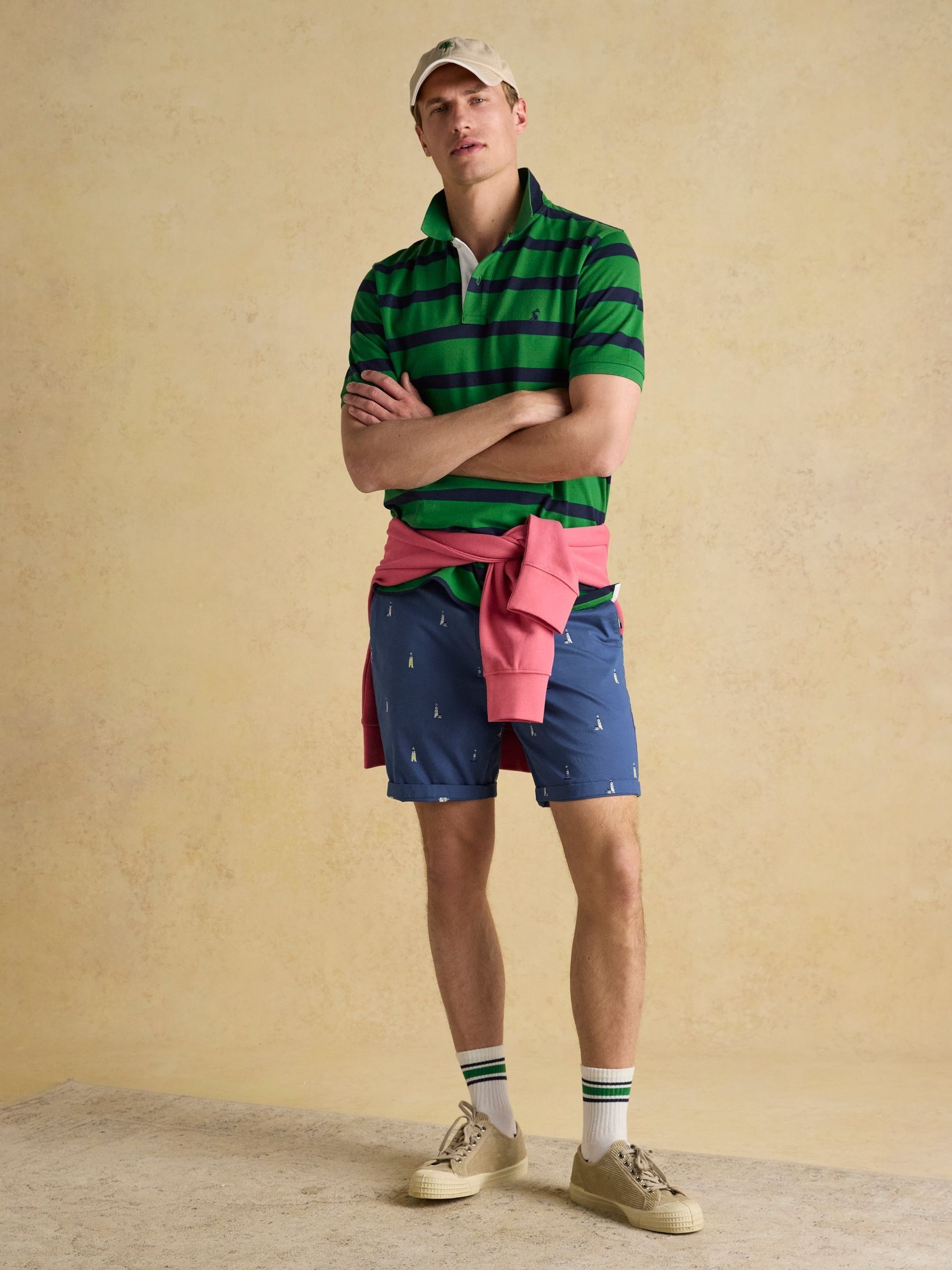 Woody Green Stripe Cotton Pique Polo Shirt