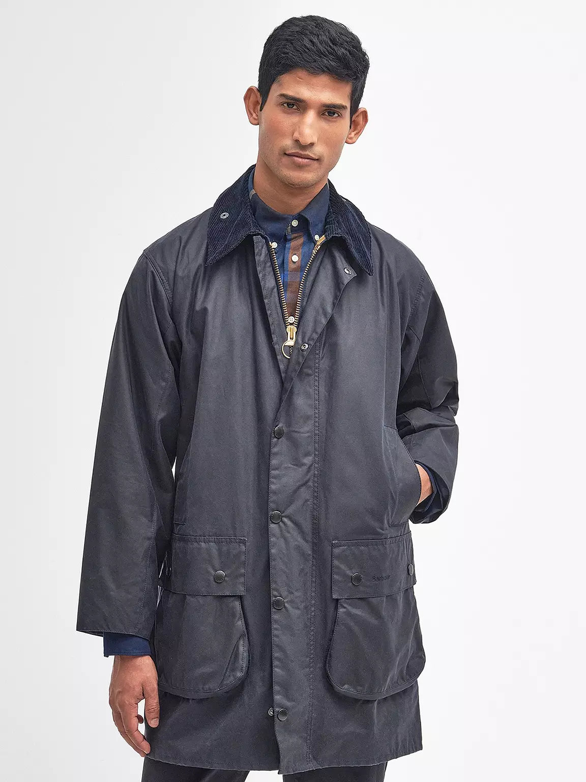 Border Wax Jacket - Navy