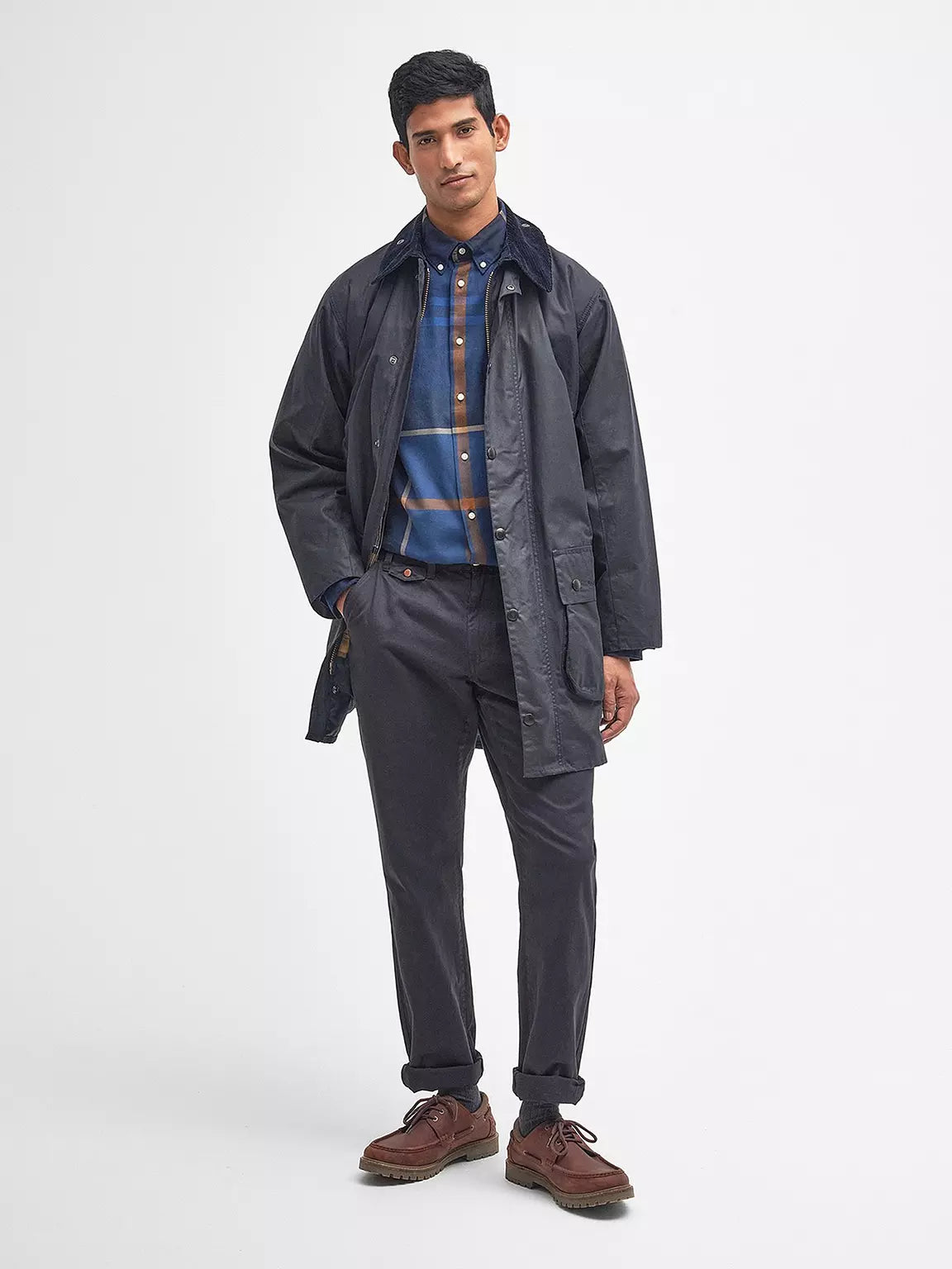 Border Wax Jacket - Navy