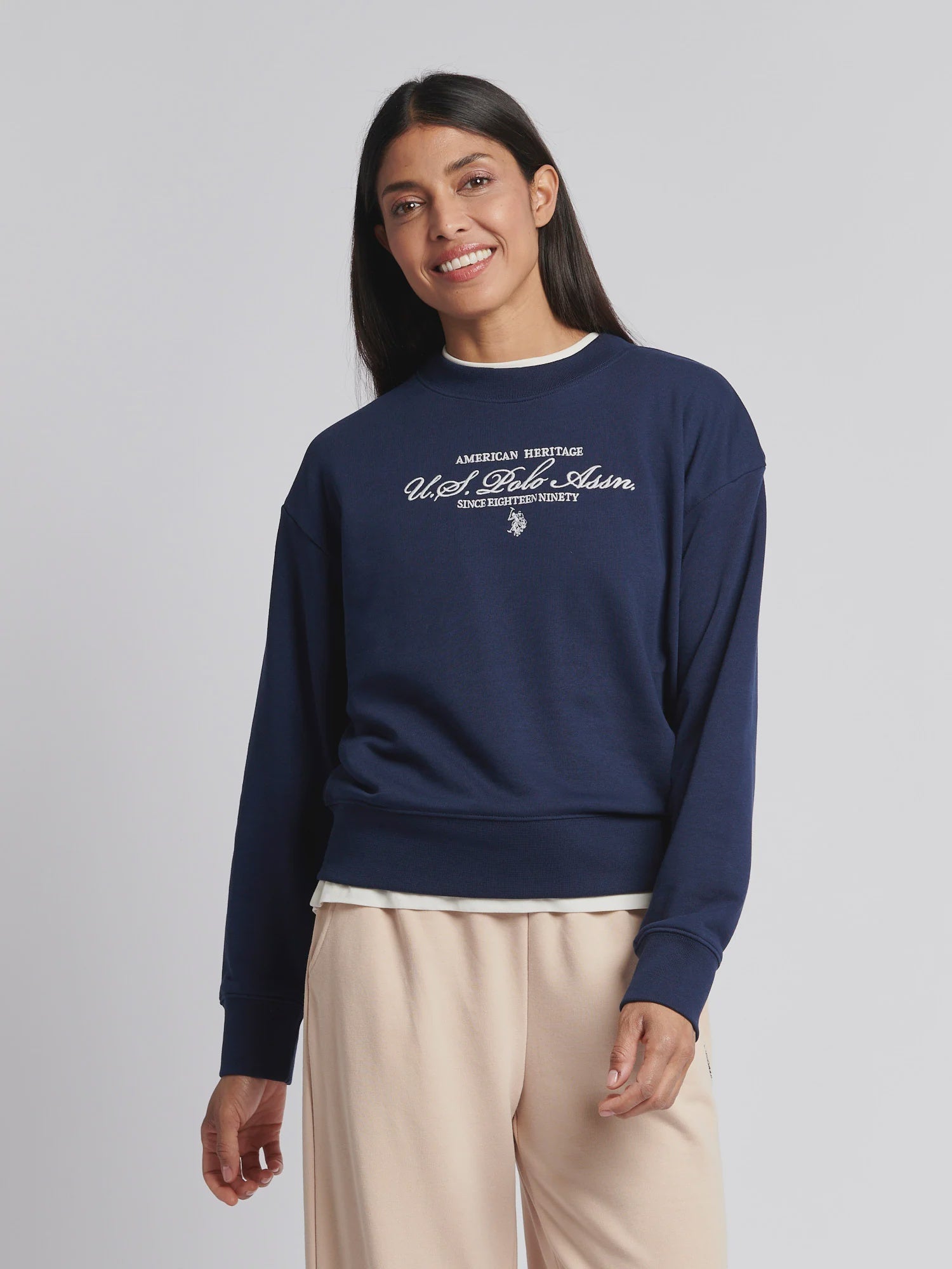 Women's Premium Graphic Crew Sweatshirt in Navy Iris