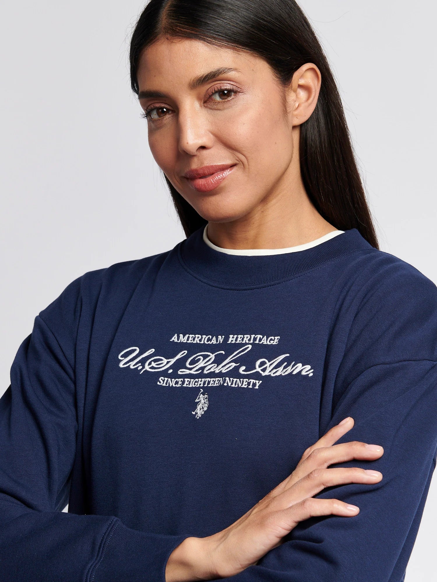 Women's Premium Graphic Crew Sweatshirt in Navy Iris
