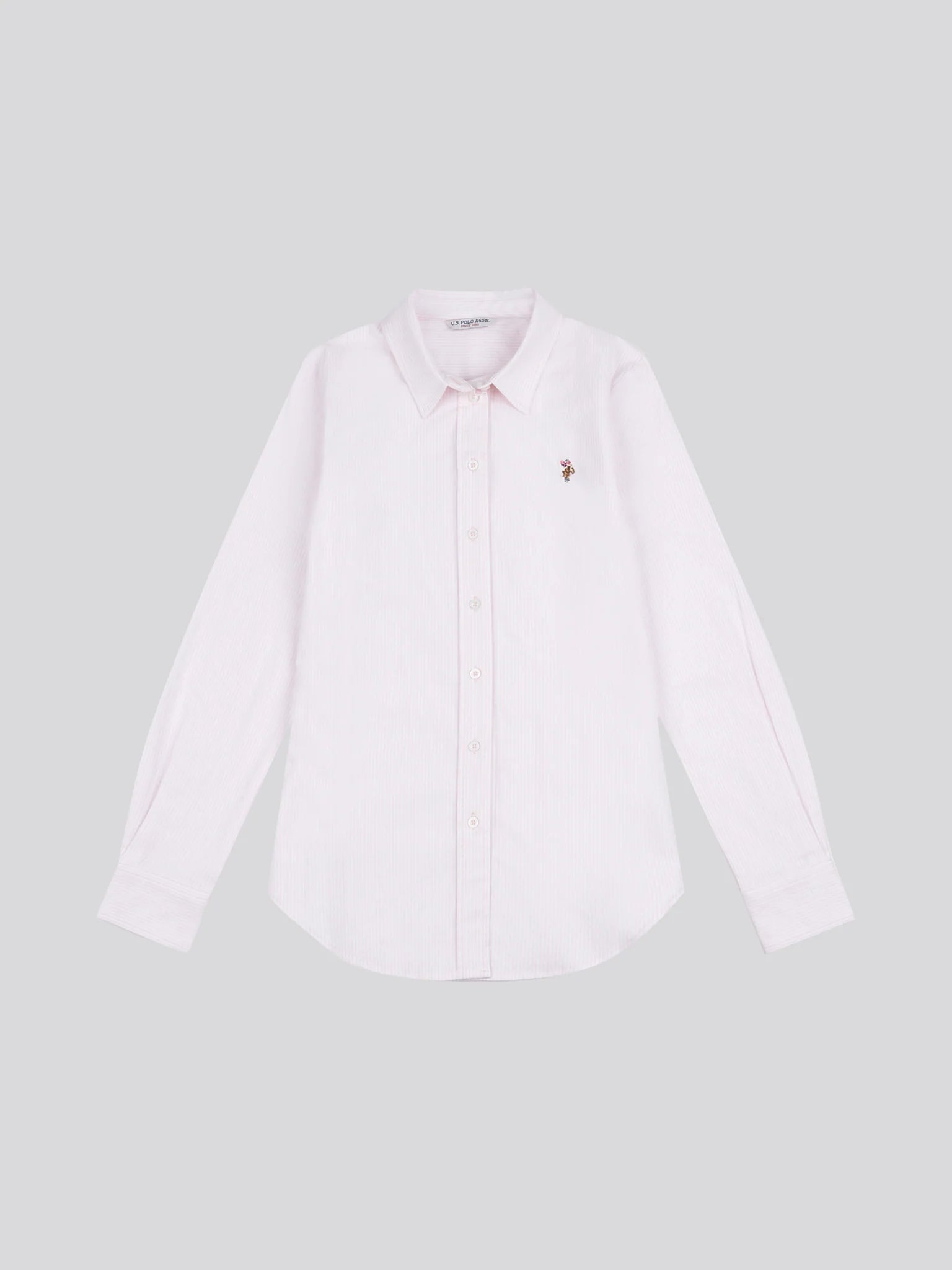 Womens Stripe Stretch Classic Fit Oxford Shirt in Crystal Rose