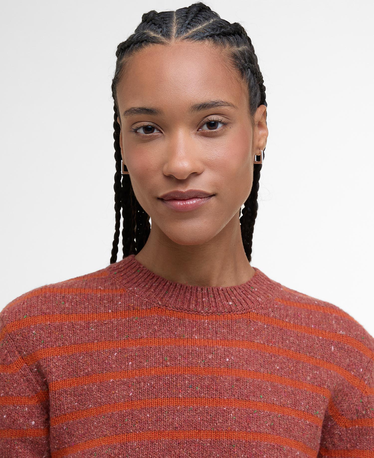 Claydon Striped Crew Neck Jumper - Burnt Orange stripe
