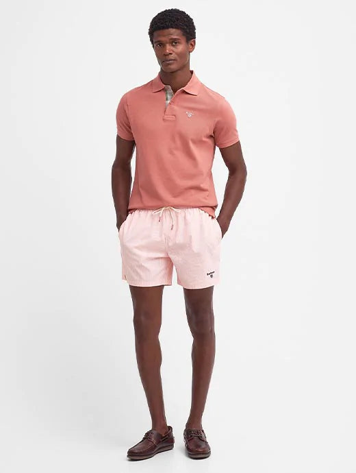 Tartan Pique Polo - Pink Clay