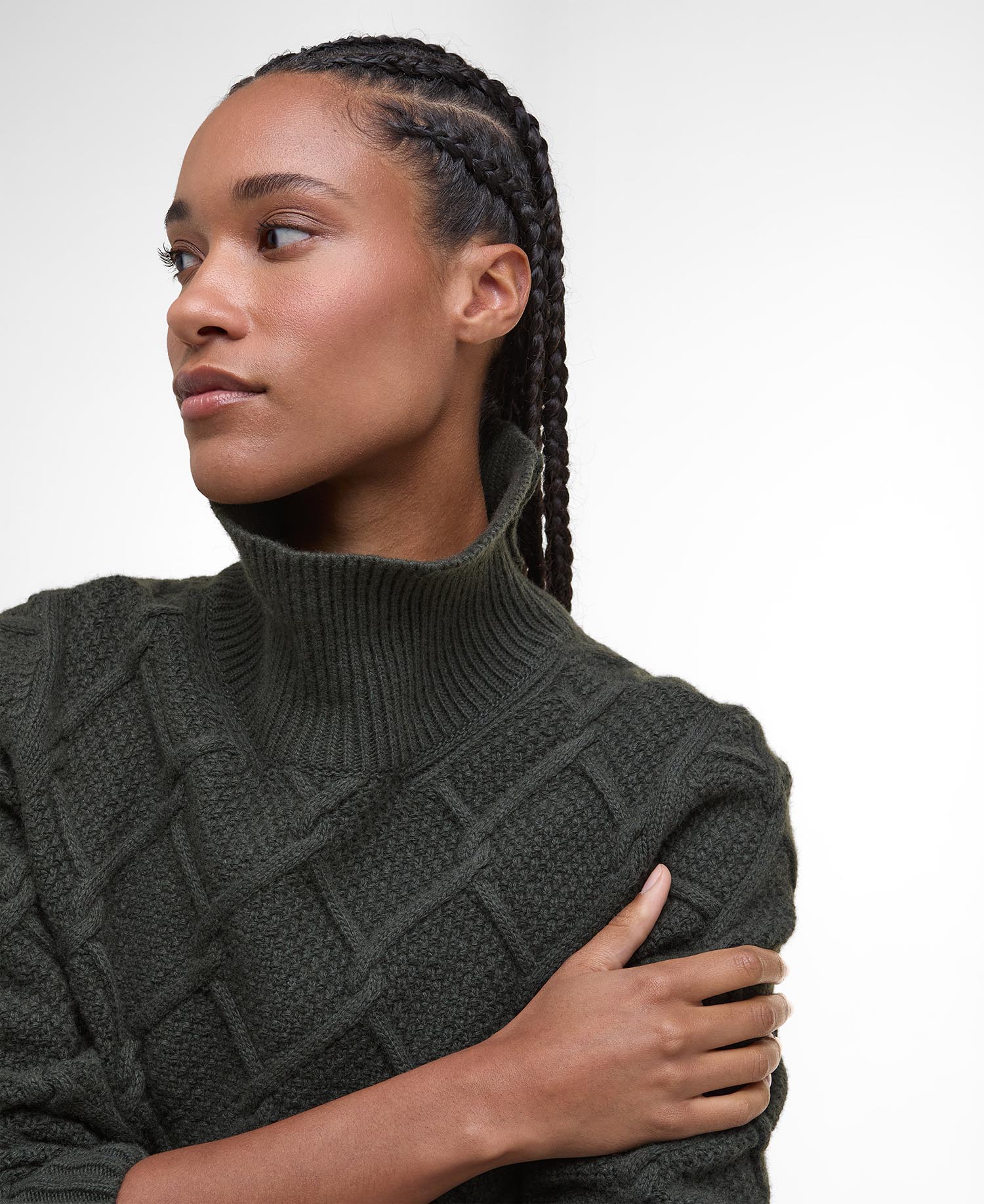 Burne Roll Neck Jumper - Olive